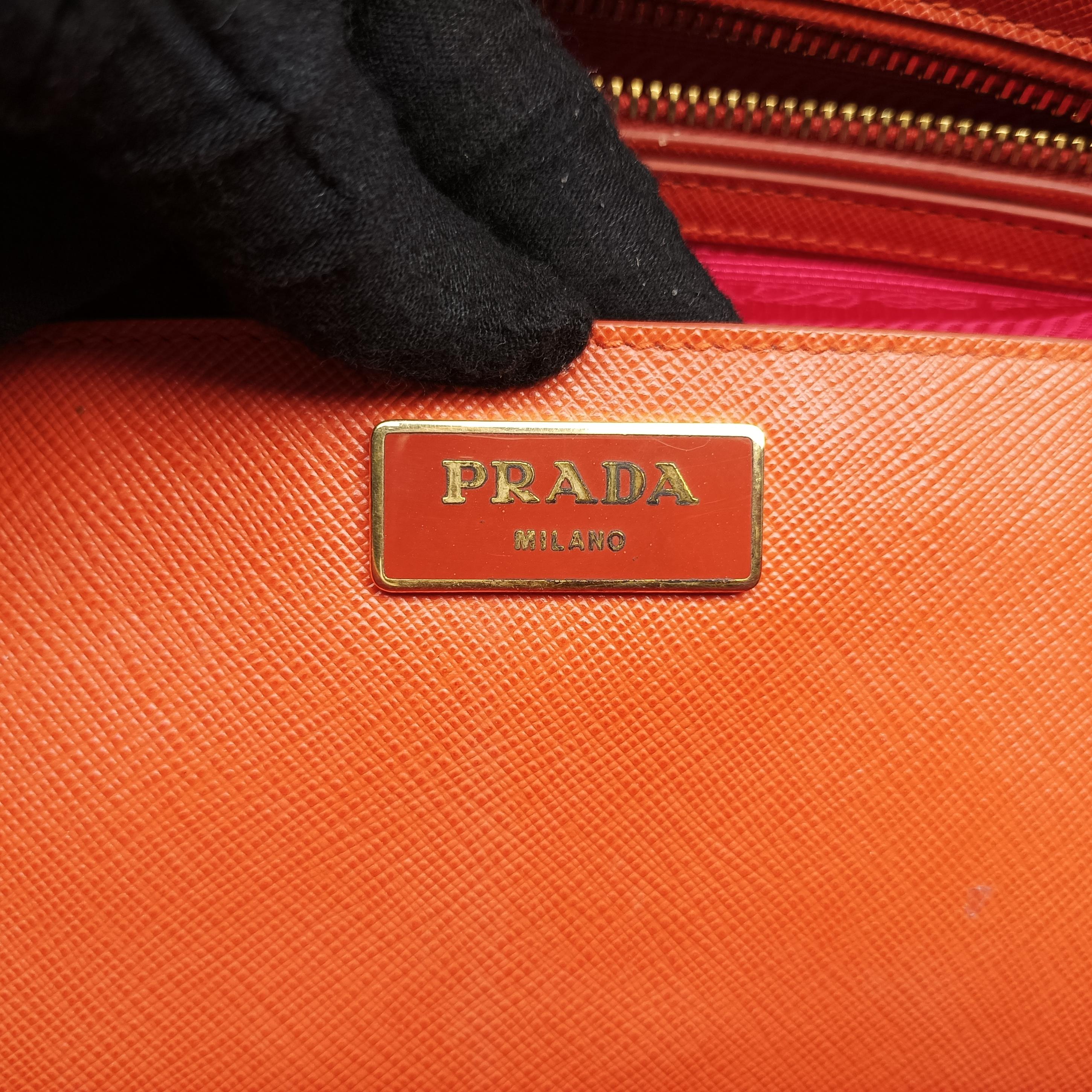 Pre-owned Prada Galleria Orange×red SAFFIANO Leather B2274C shoulderbag | stylenewstar