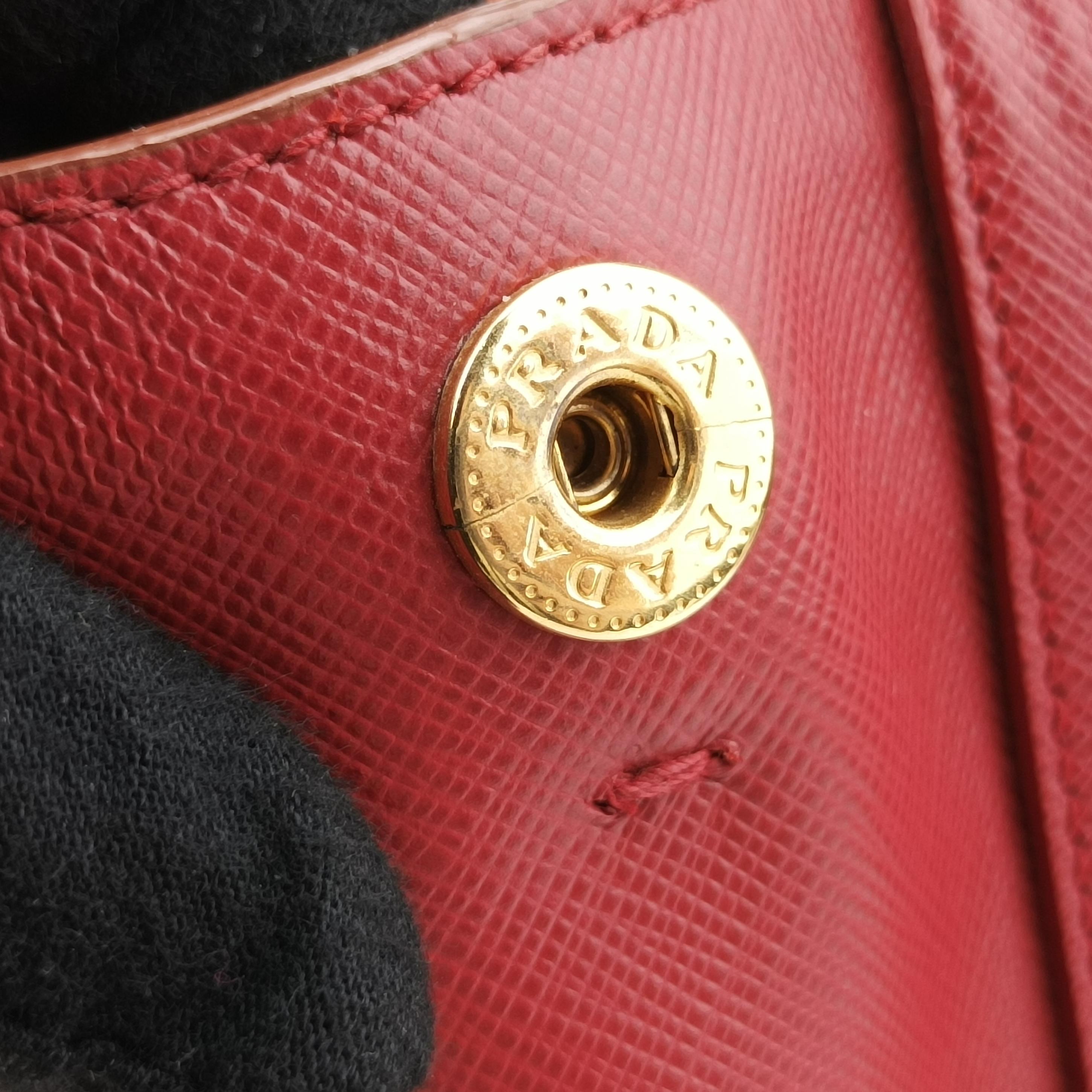 Pre-owned Prada Galleria Orange×red SAFFIANO Leather B2274C shoulderbag | stylenewstar