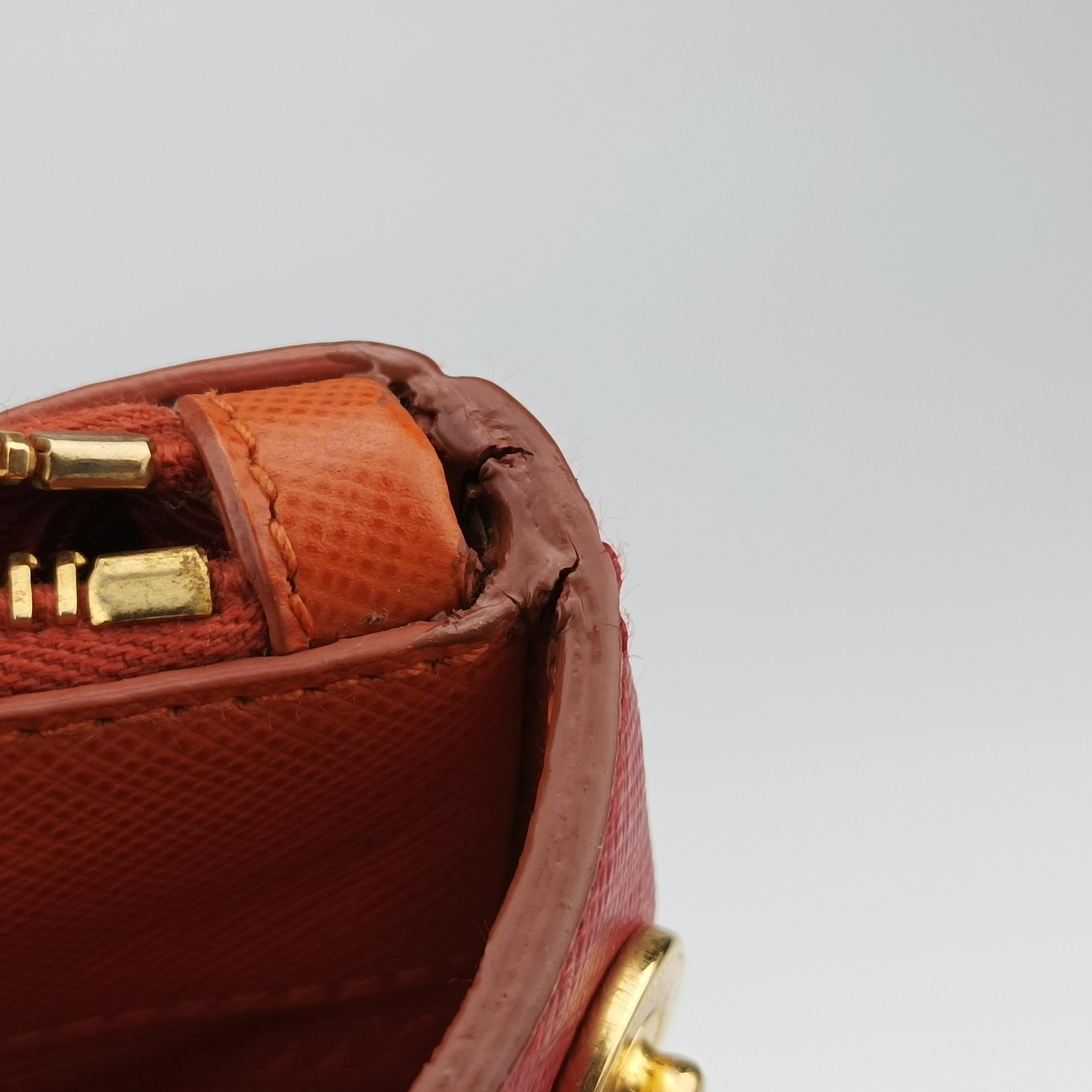 Pre-owned Prada Galleria Orange×red SAFFIANO Leather B2274C shoulderbag | stylenewstar