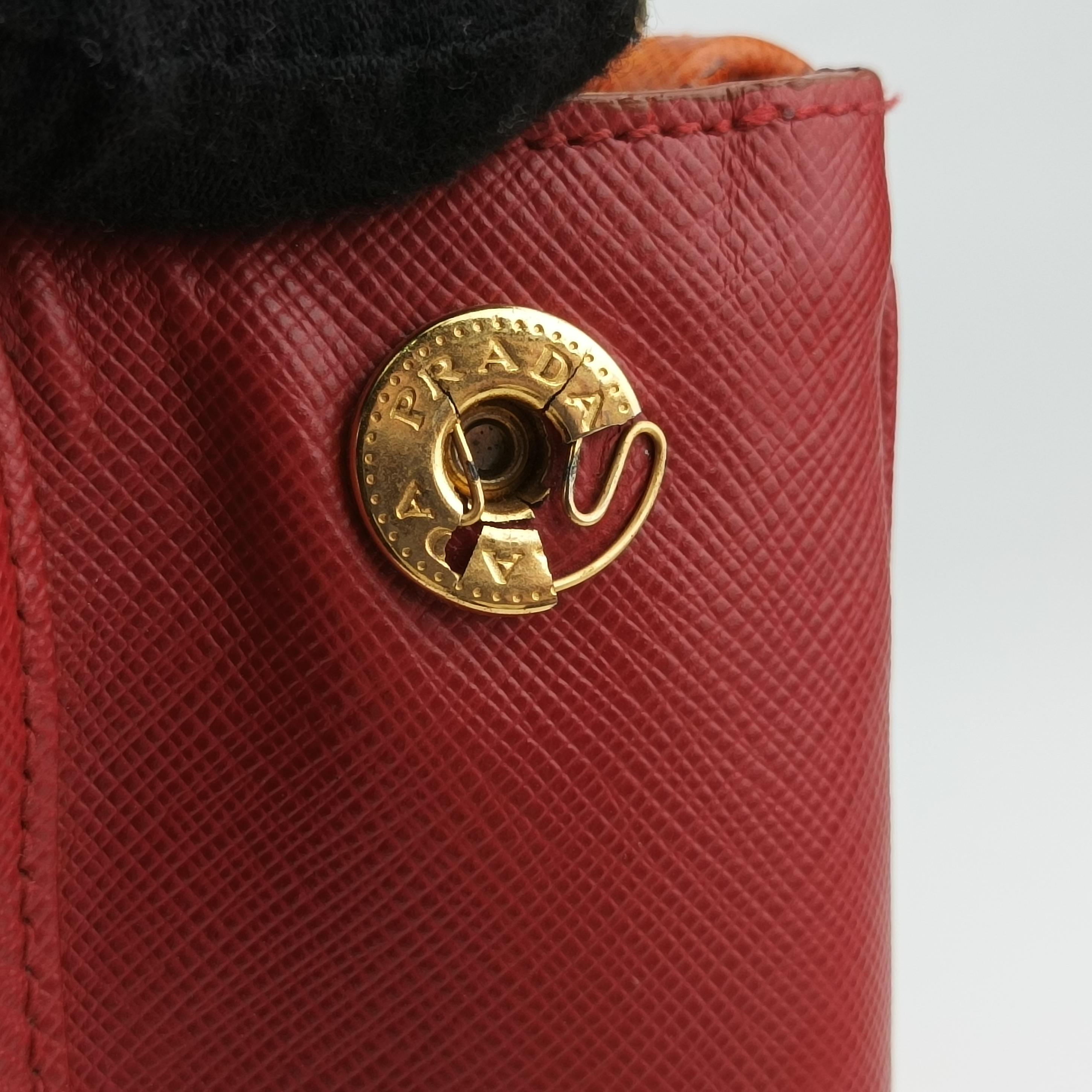 Pre-owned Prada Galleria Orange×red SAFFIANO Leather B2274C shoulderbag | stylenewstar