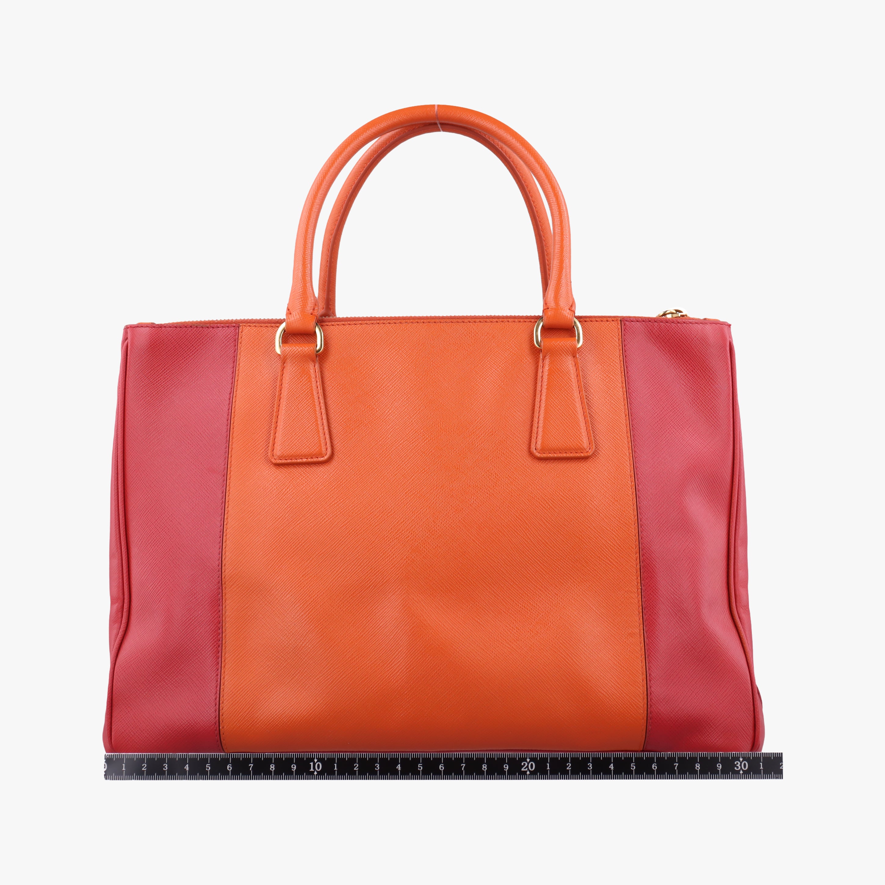 Pre-owned Prada Galleria Orange×red SAFFIANO Leather B2274C shoulderbag | stylenewstar