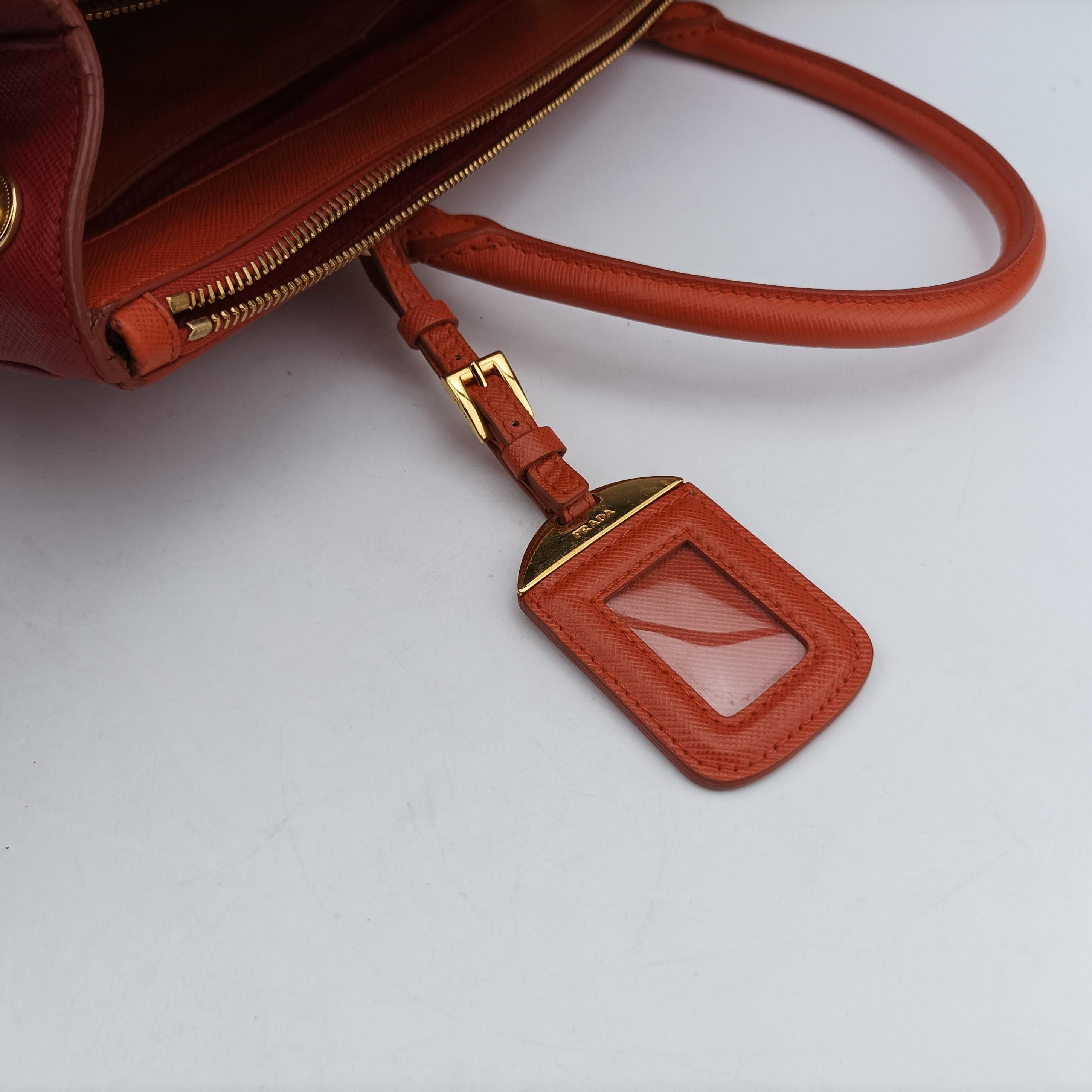 Pre-owned Prada Galleria Orange×red SAFFIANO Leather B2274C shoulderbag | stylenewstar