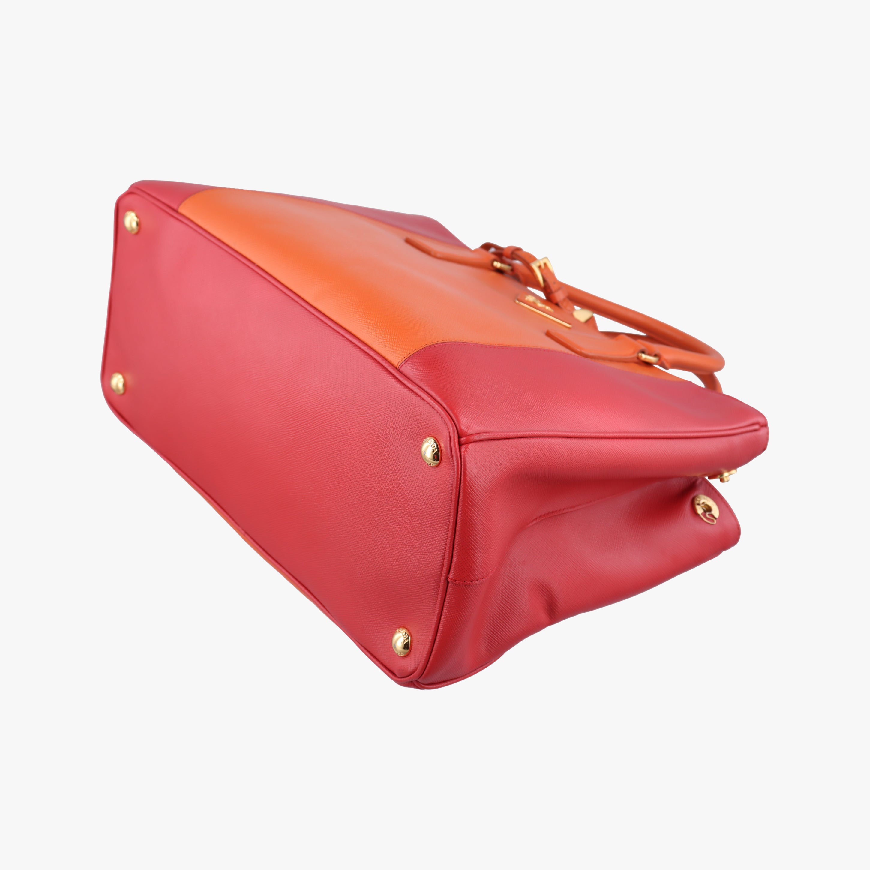 Pre-owned Prada Galleria Orange×red SAFFIANO Leather B2274C shoulderbag | stylenewstar