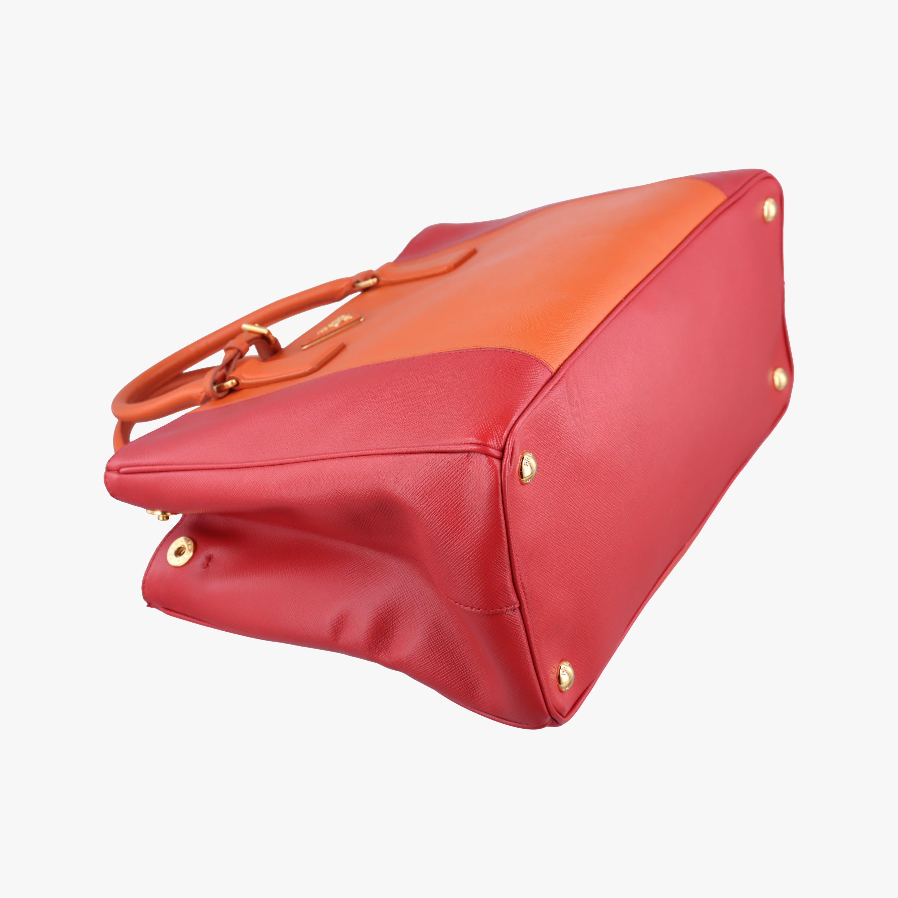 Pre-owned Prada Galleria Orange×red SAFFIANO Leather B2274C shoulderbag | stylenewstar