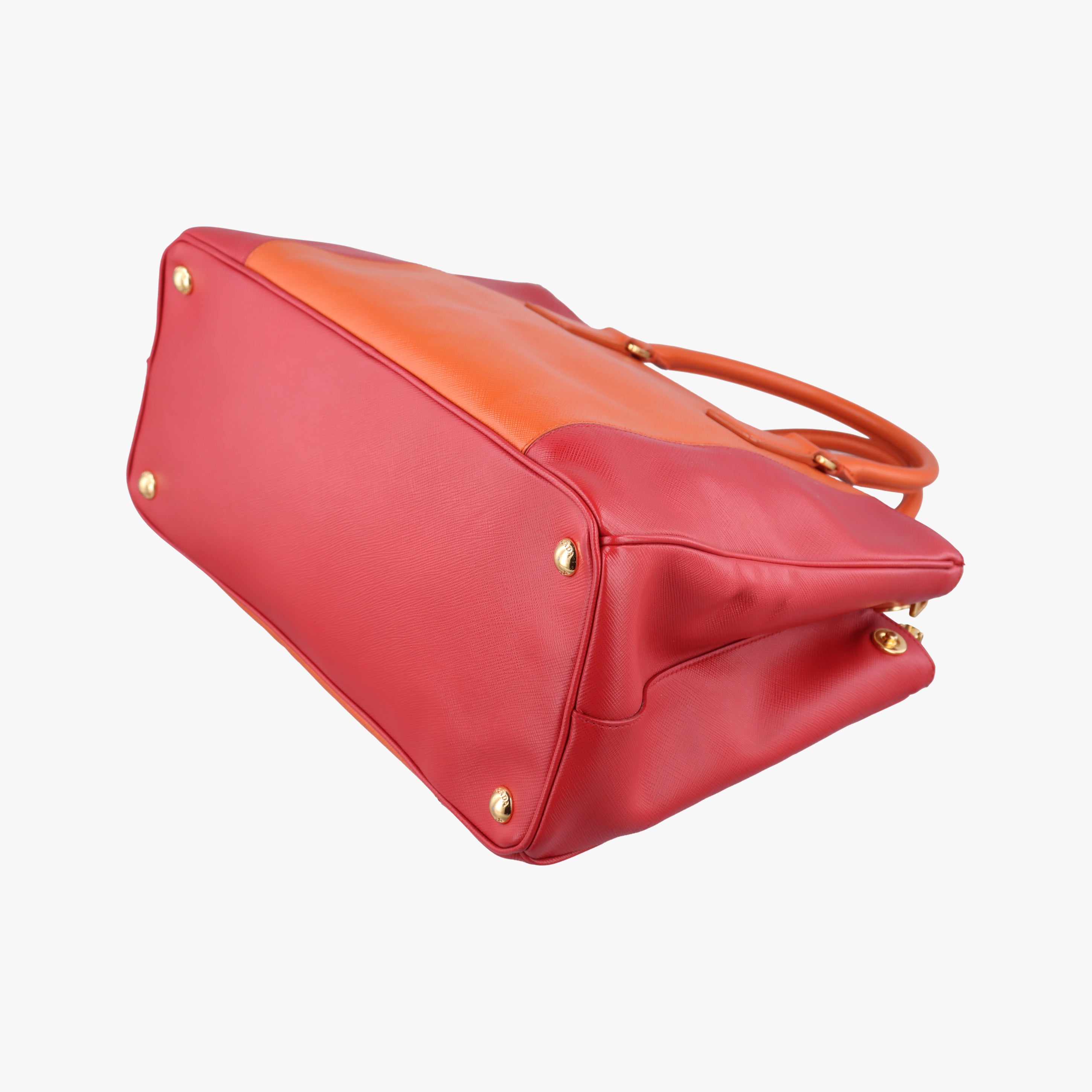 Pre-owned Prada Galleria Orange×red SAFFIANO Leather B2274C shoulderbag | stylenewstar