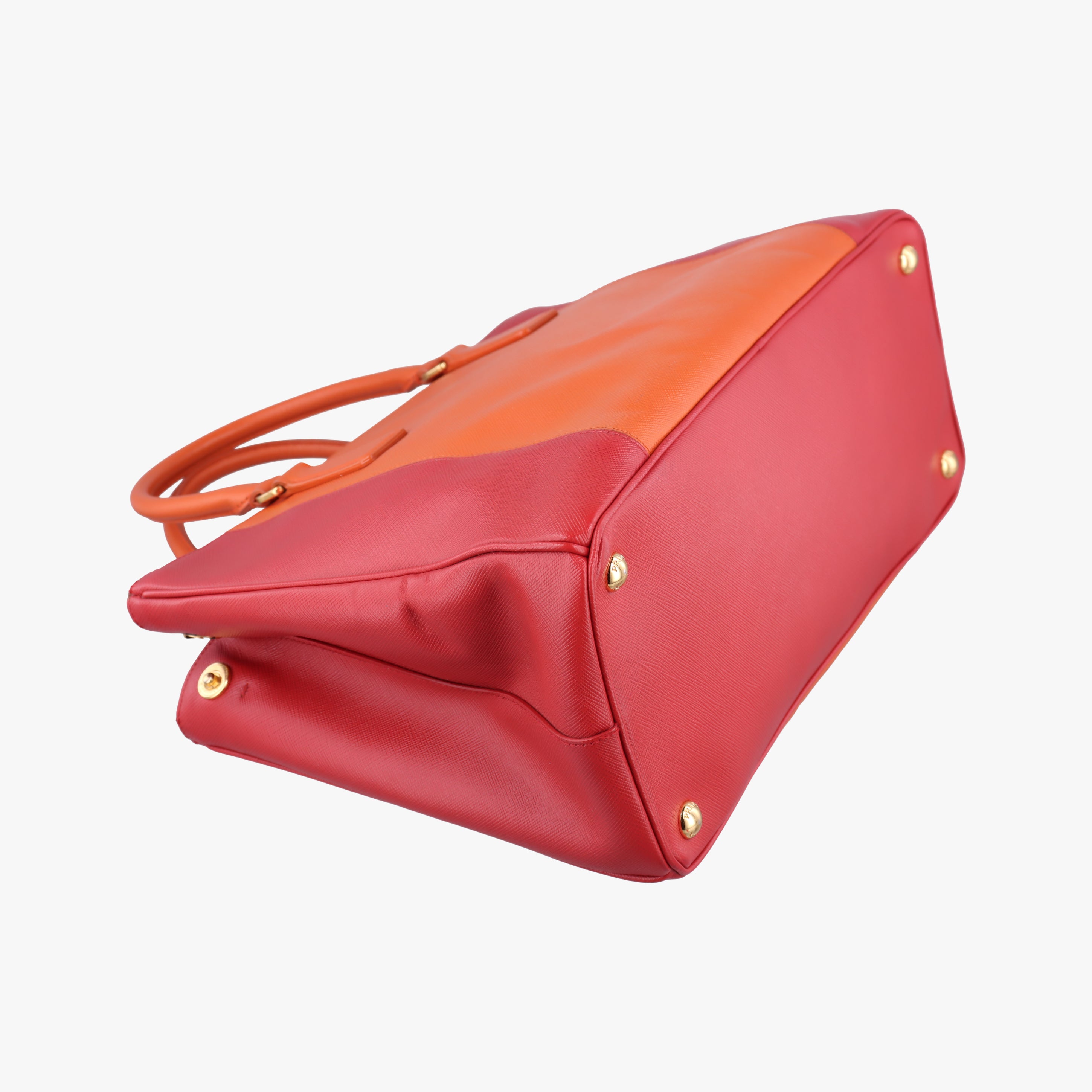 Pre-owned Prada Galleria Orange×red SAFFIANO Leather B2274C shoulderbag | stylenewstar