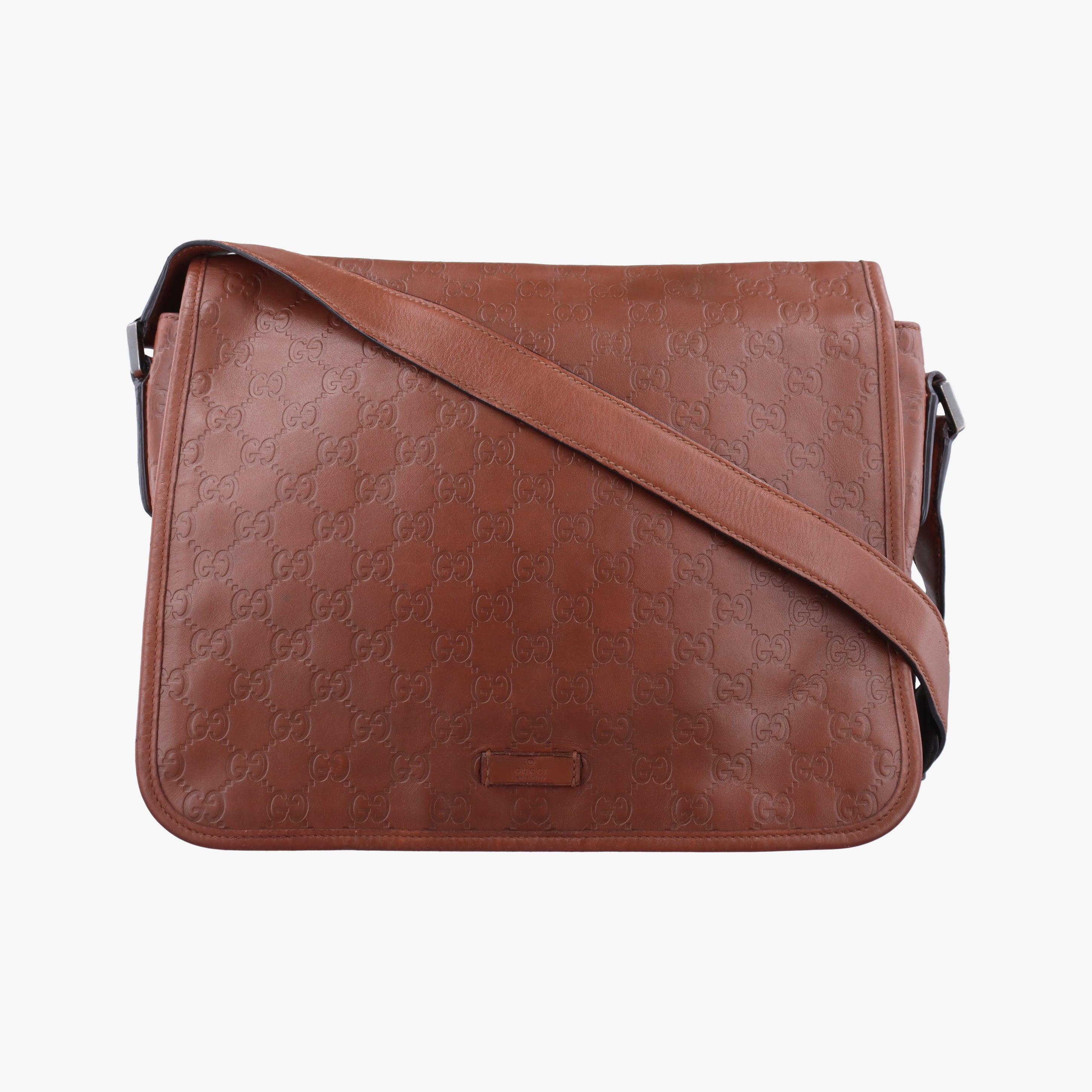 Pre-owned Gucci Guccissima Brown leather 145844 shoulderbag | stylenewstar