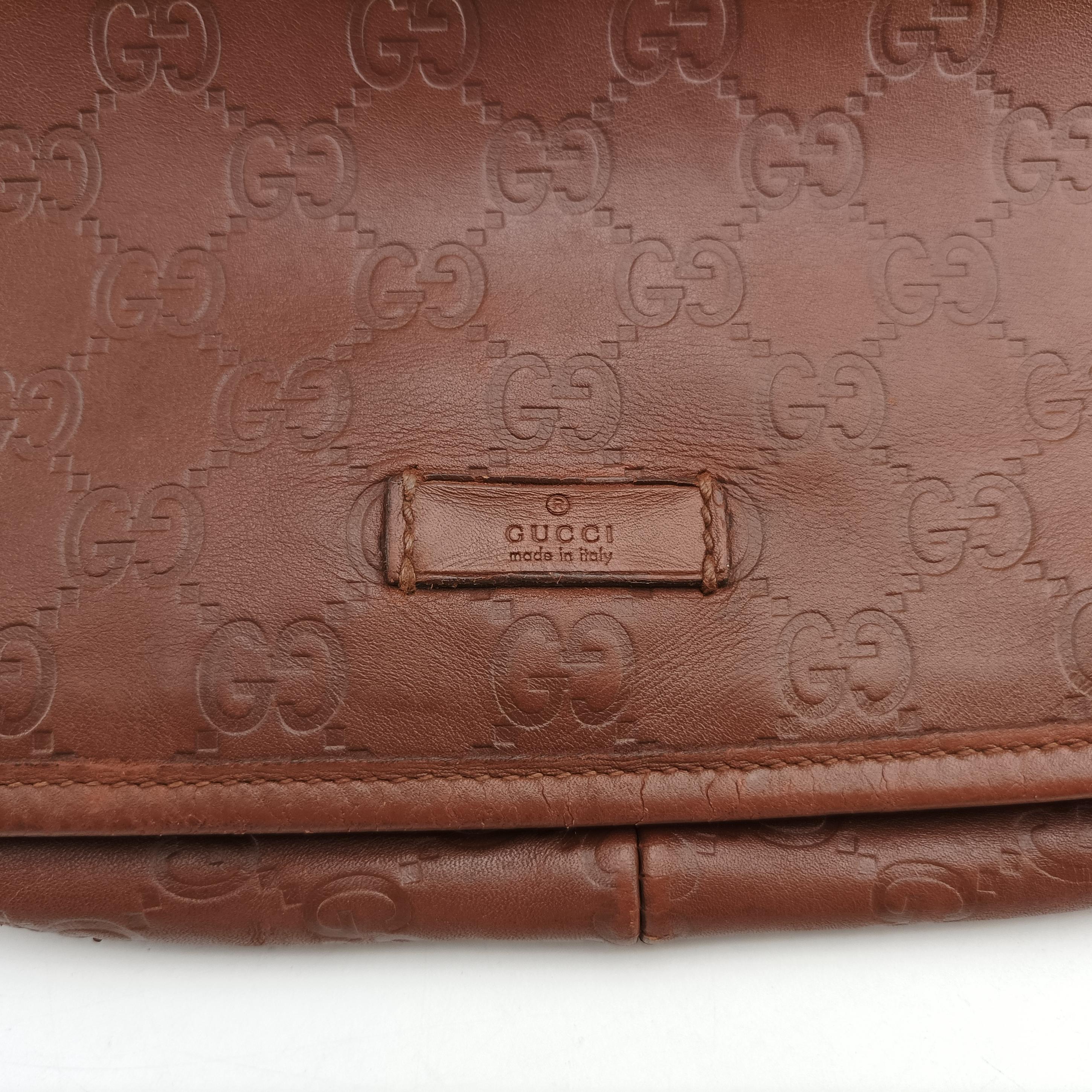 Pre-owned Gucci Guccissima Brown leather 145844 shoulderbag | stylenewstar