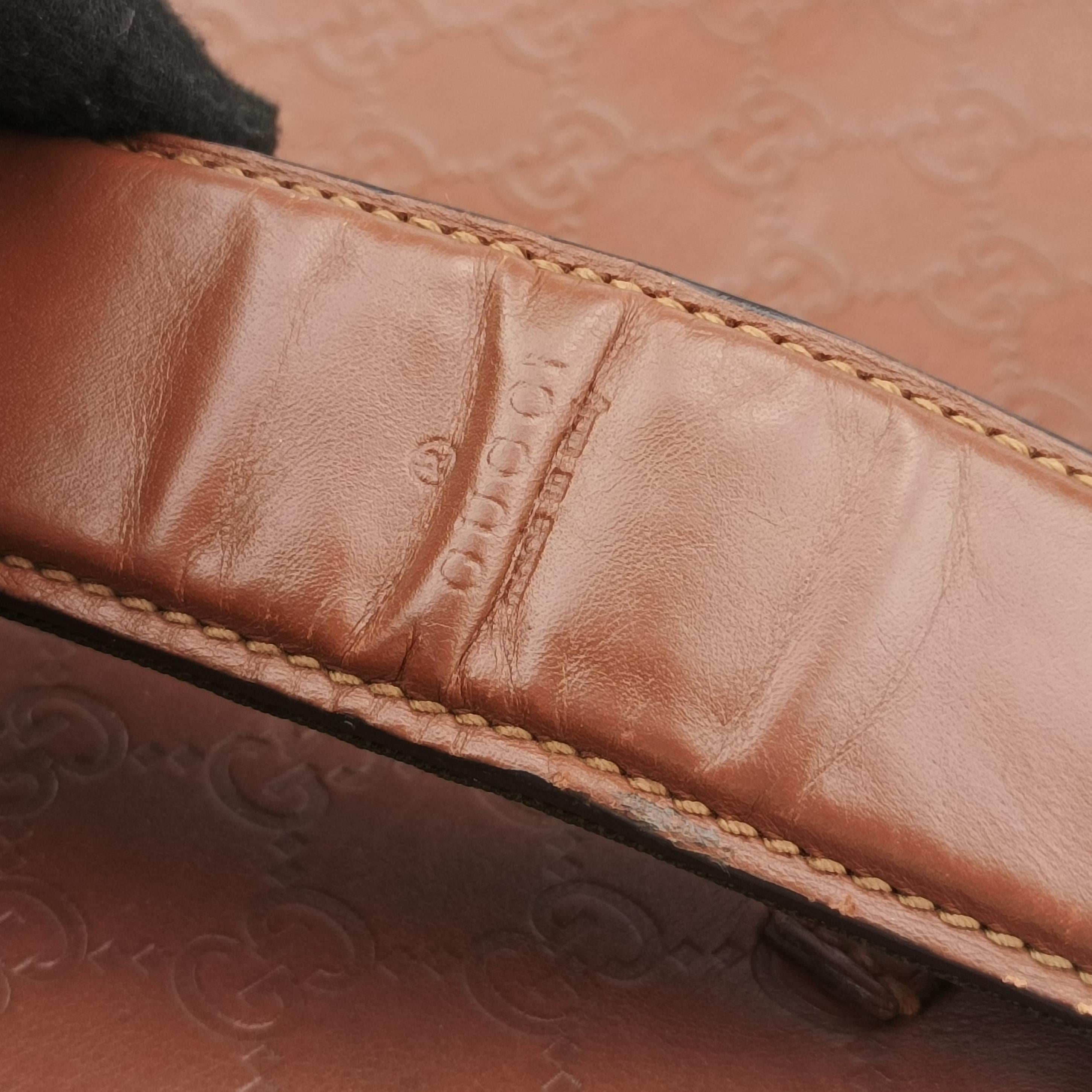 Pre-owned Gucci Guccissima Brown leather 145844 shoulderbag | stylenewstar