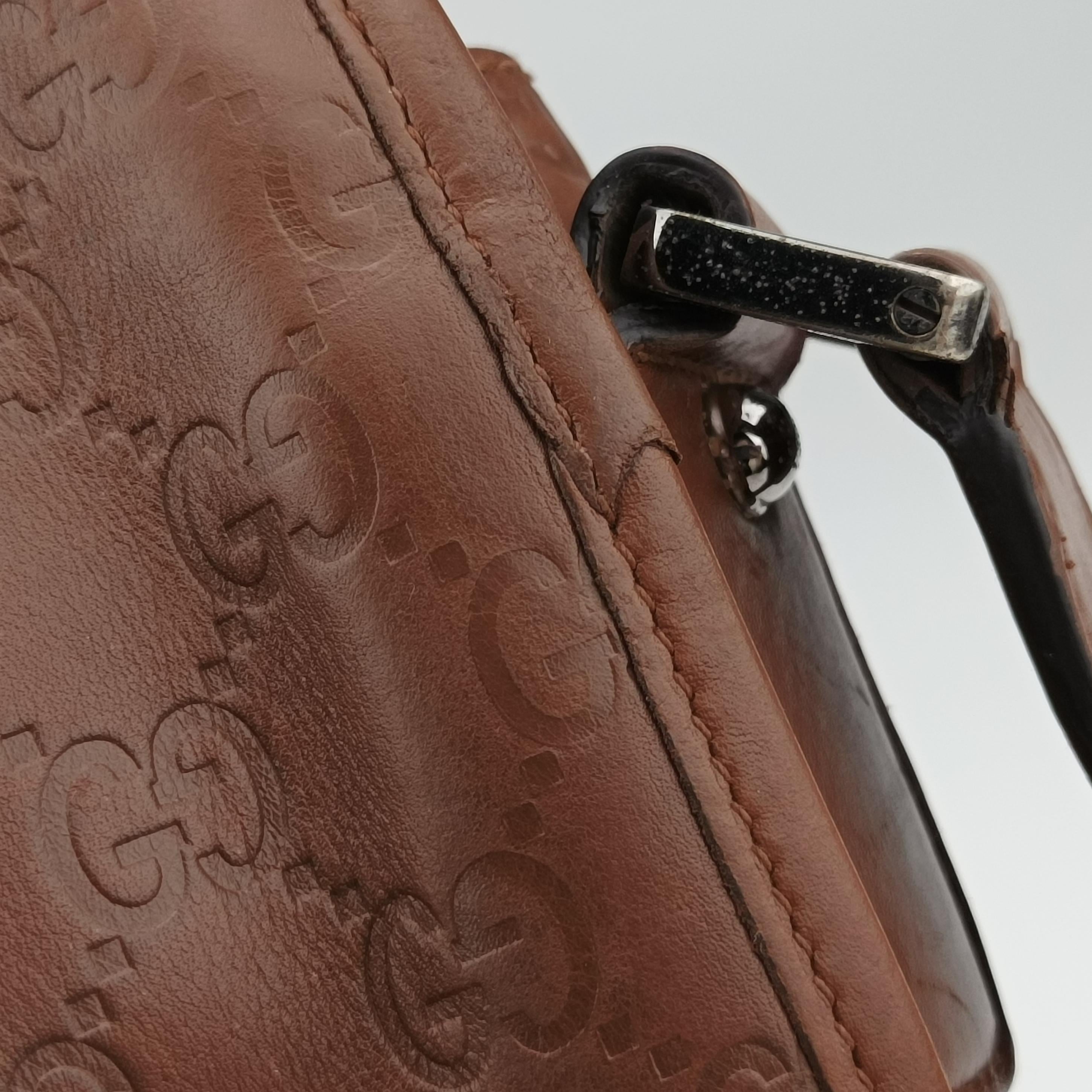 Pre-owned Gucci Guccissima Brown leather 145844 shoulderbag | stylenewstar