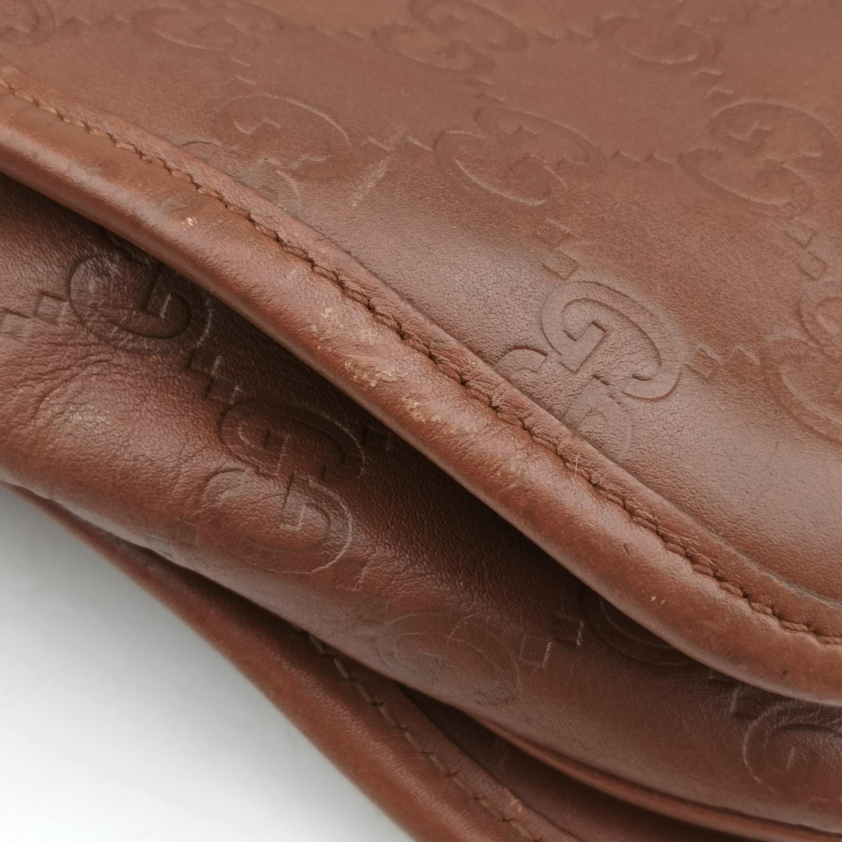 Pre-owned Gucci Guccissima Brown leather 145844 shoulderbag | stylenewstar