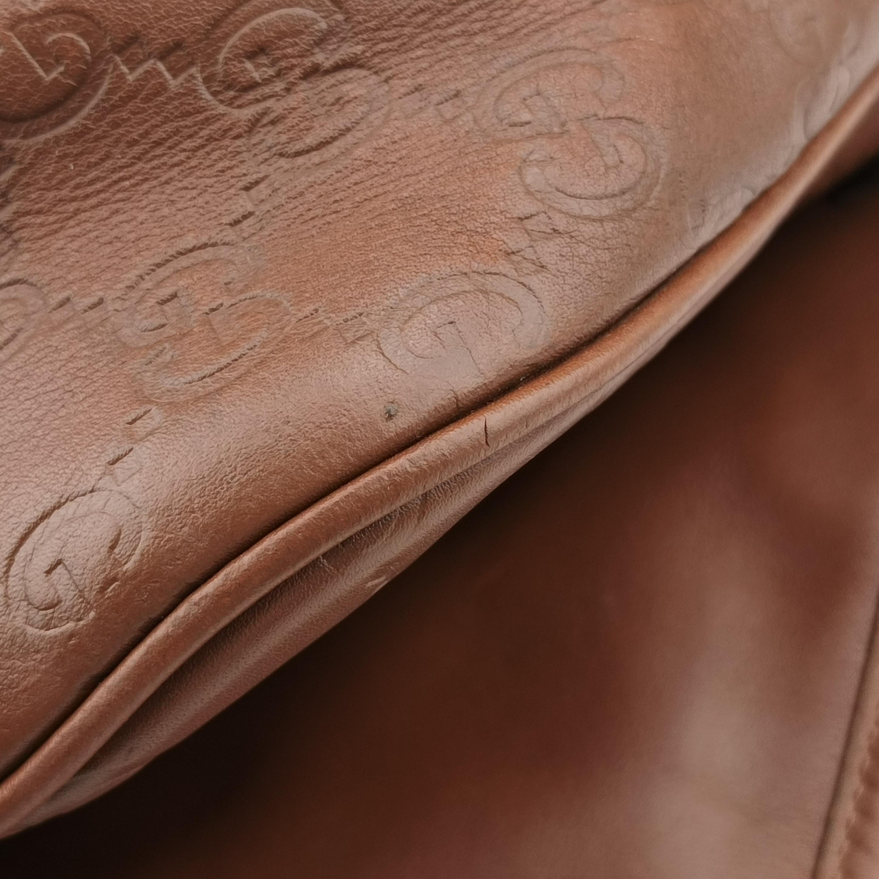 Pre-owned Gucci Guccissima Brown leather 145844 shoulderbag | stylenewstar