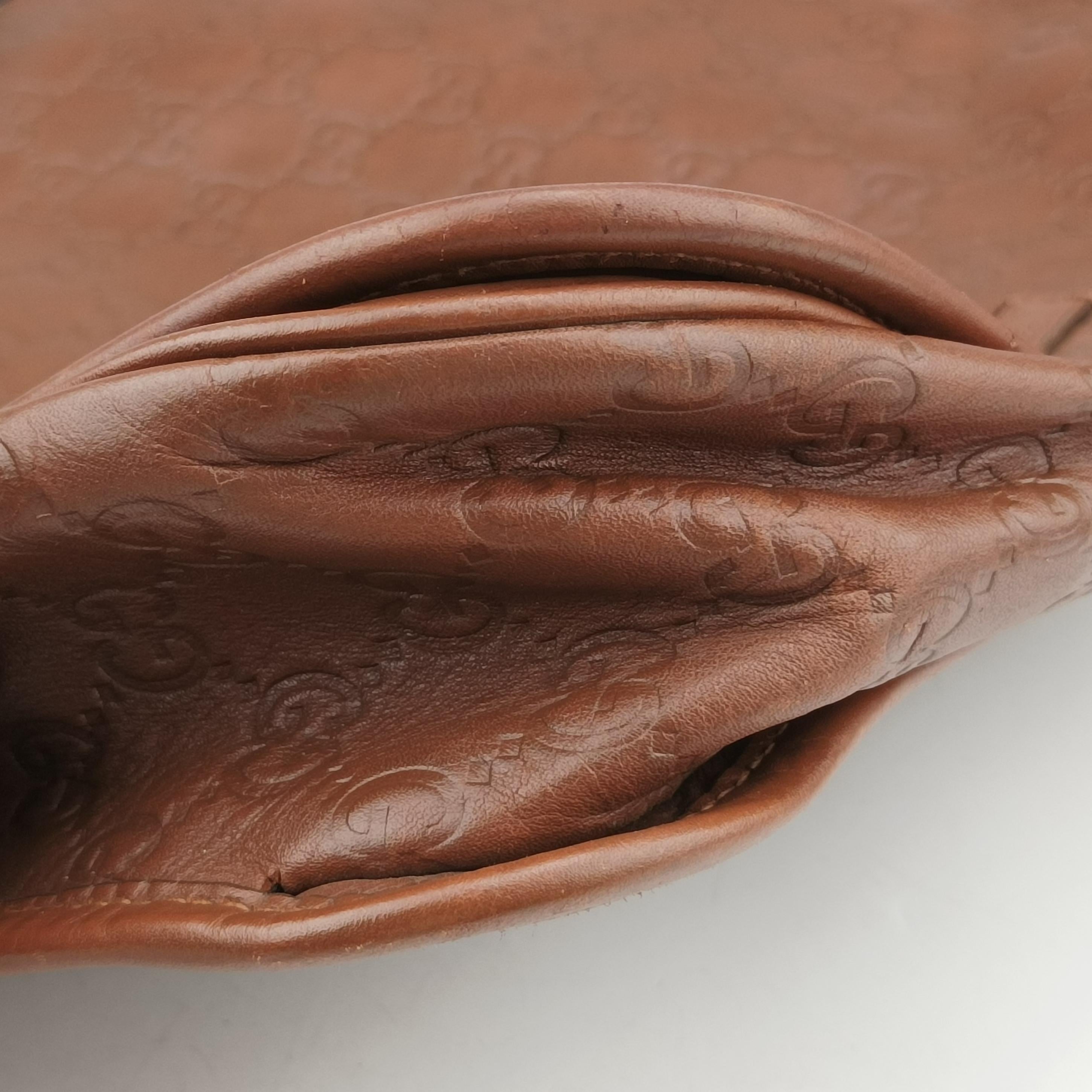 Pre-owned Gucci Guccissima Brown leather 145844 shoulderbag | stylenewstar