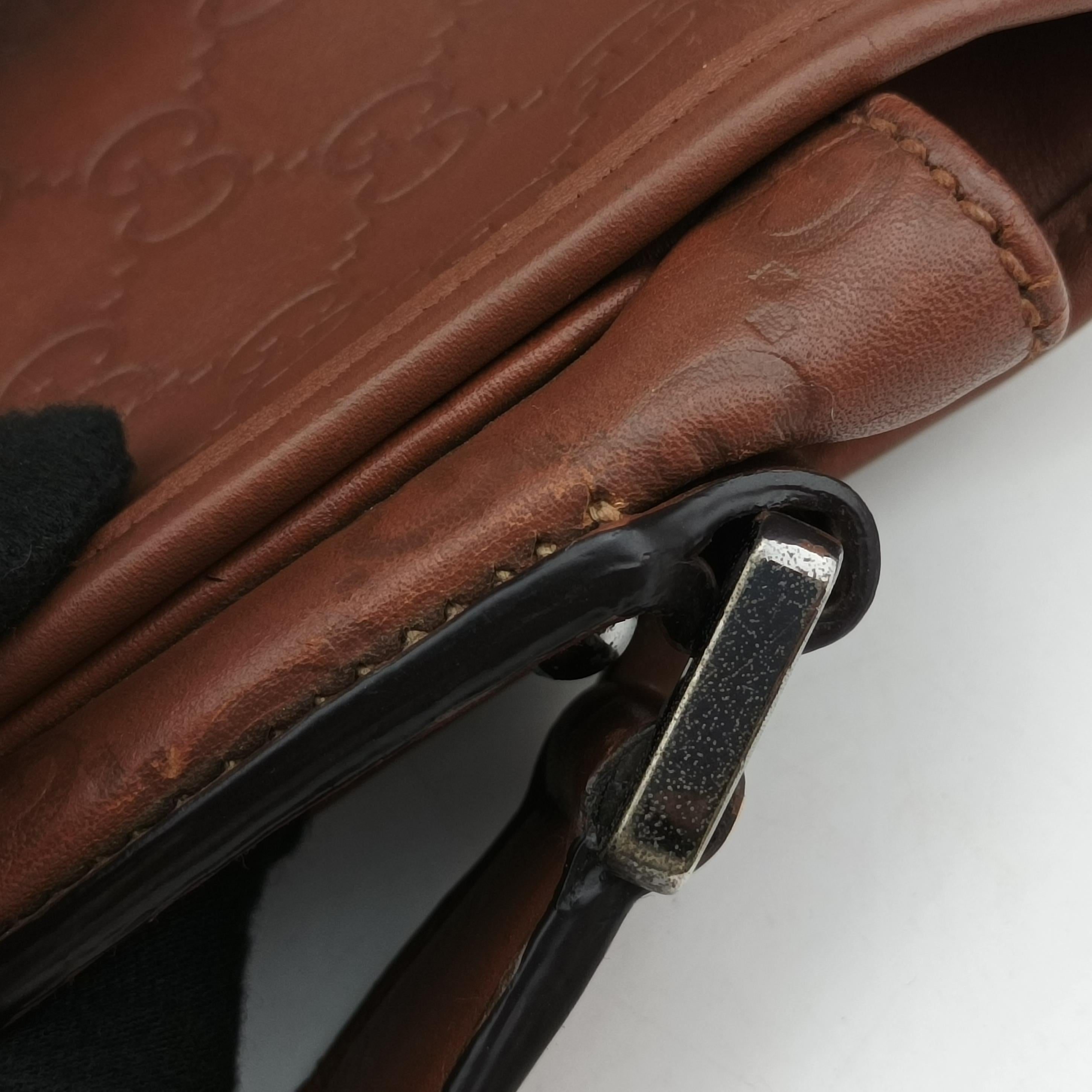 Pre-owned Gucci Guccissima Brown leather 145844 shoulderbag | stylenewstar