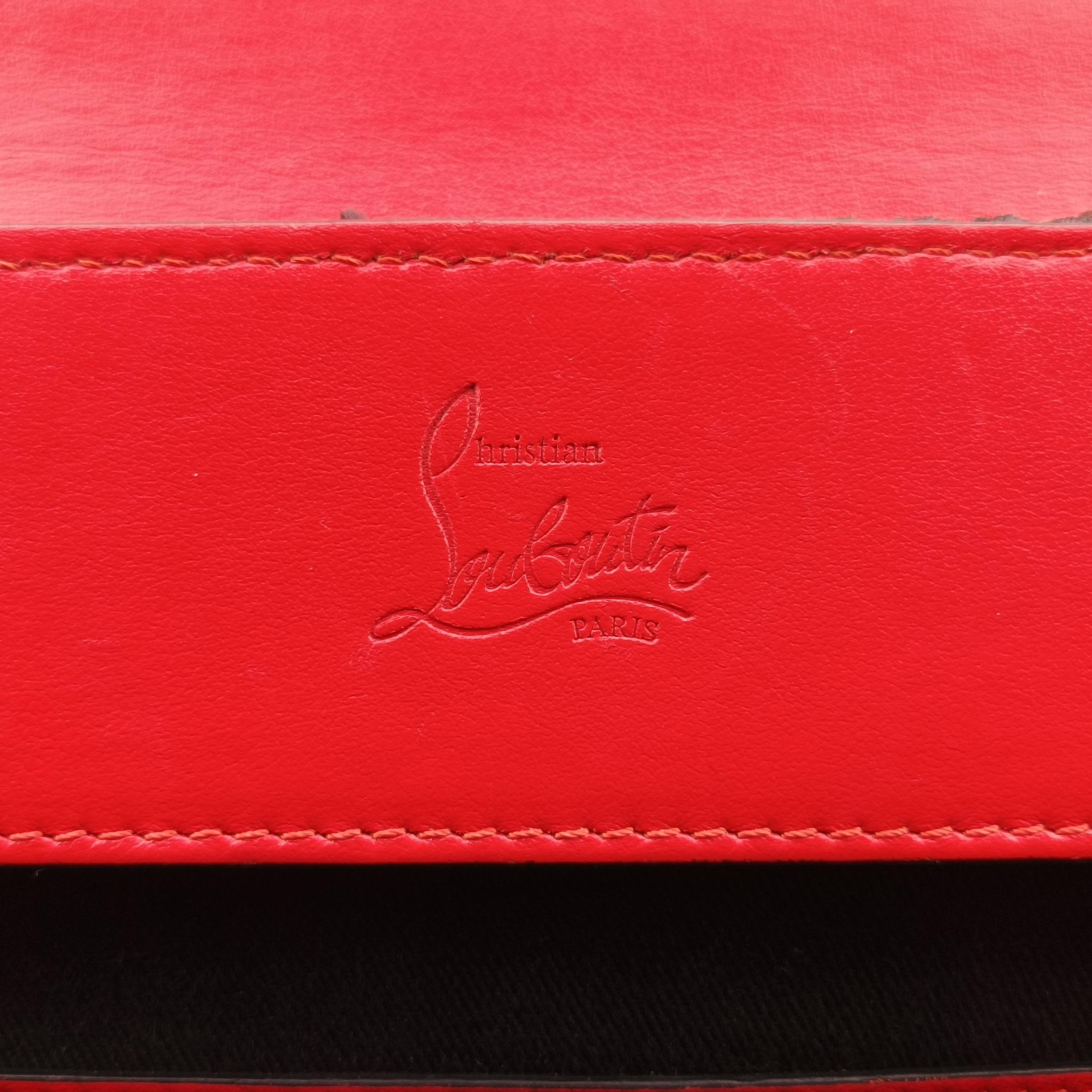 Pre-owned Christian Louboutin Spike Stud Black×Red leather  backpack/rucksack | stylenewstar