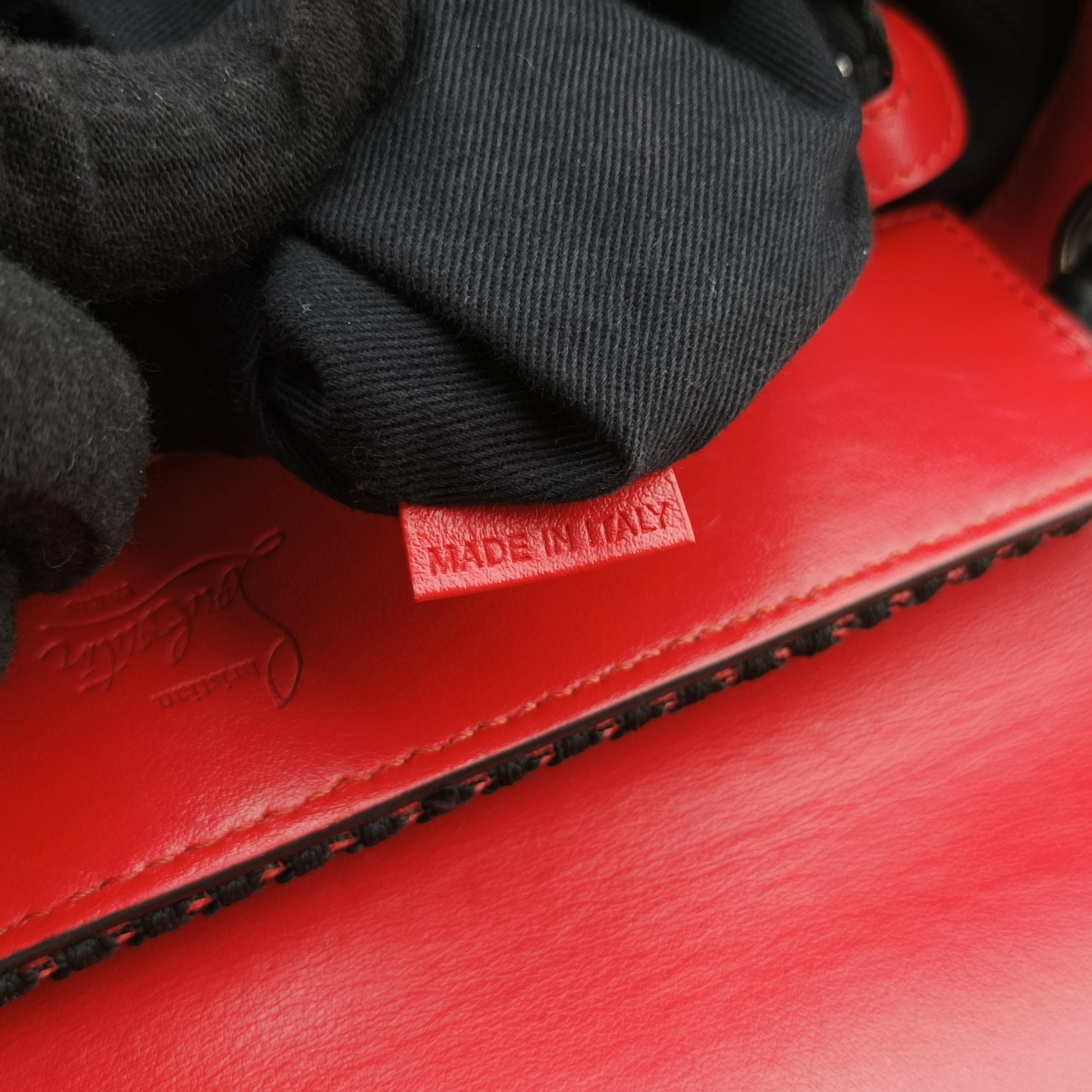 Pre-owned Christian Louboutin Spike Stud Black×Red leather  backpack/rucksack | stylenewstar