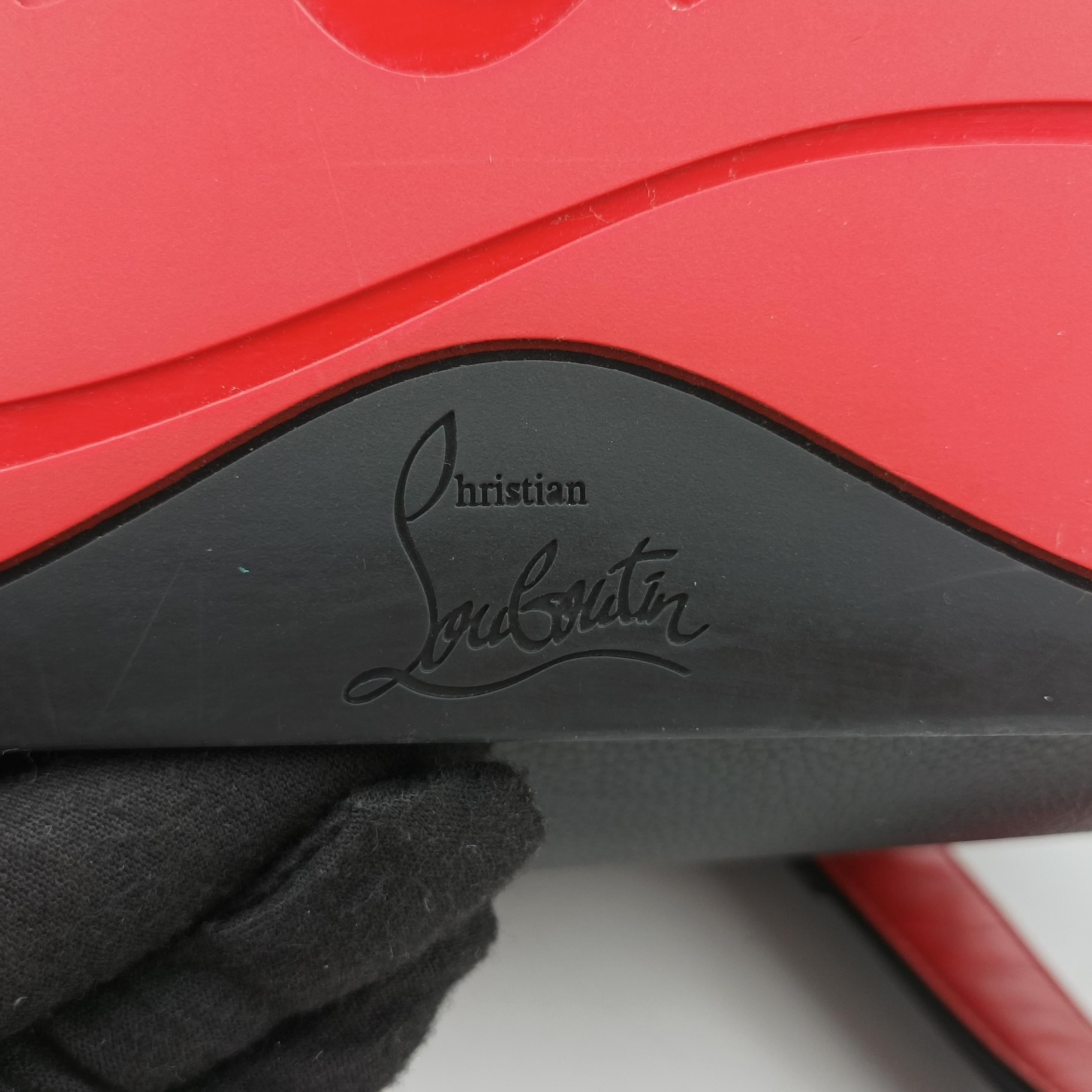 Pre-owned Christian Louboutin Spike Stud Black×Red leather  backpack/rucksack | stylenewstar