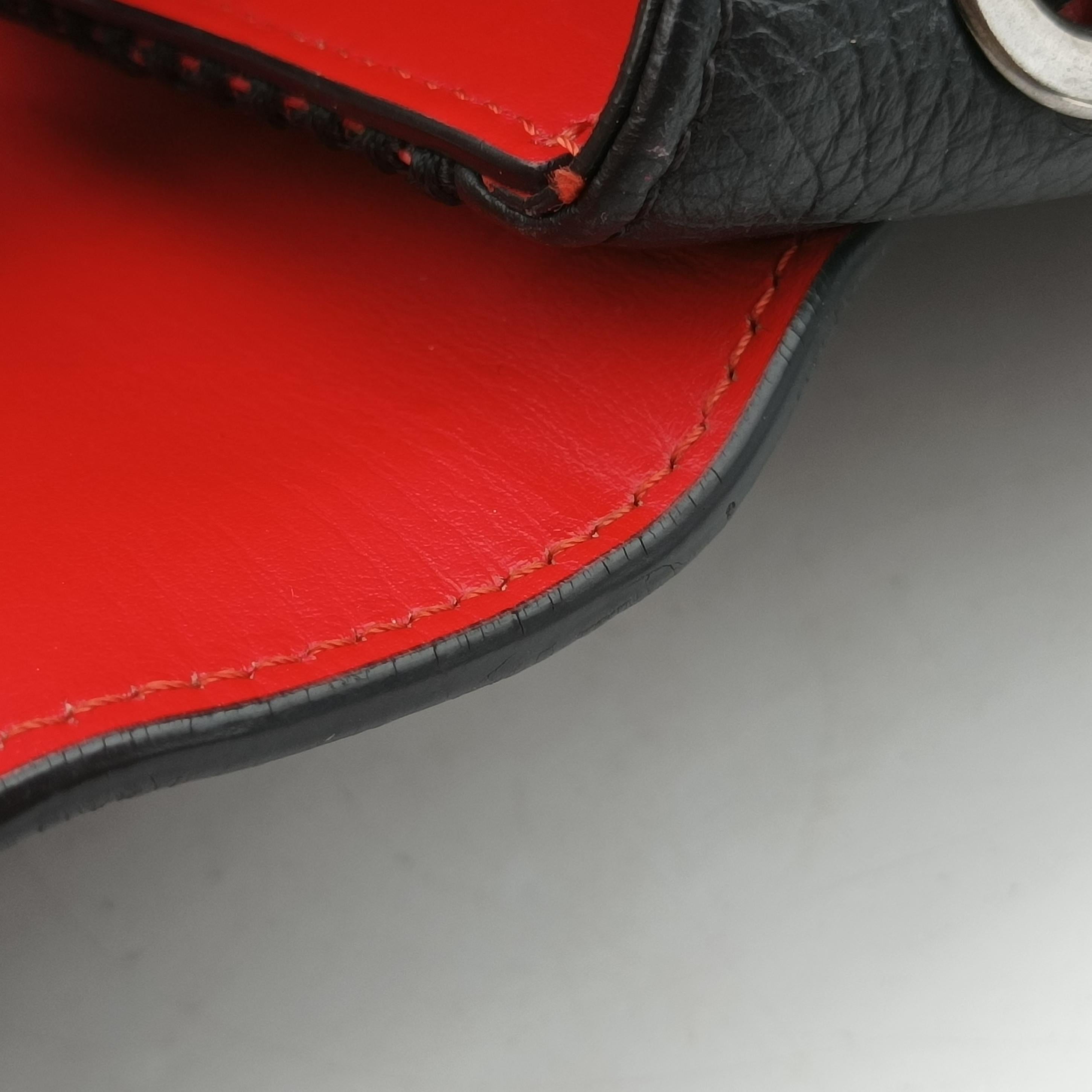 Pre-owned Christian Louboutin Spike Stud Black×Red leather  backpack/rucksack | stylenewstar