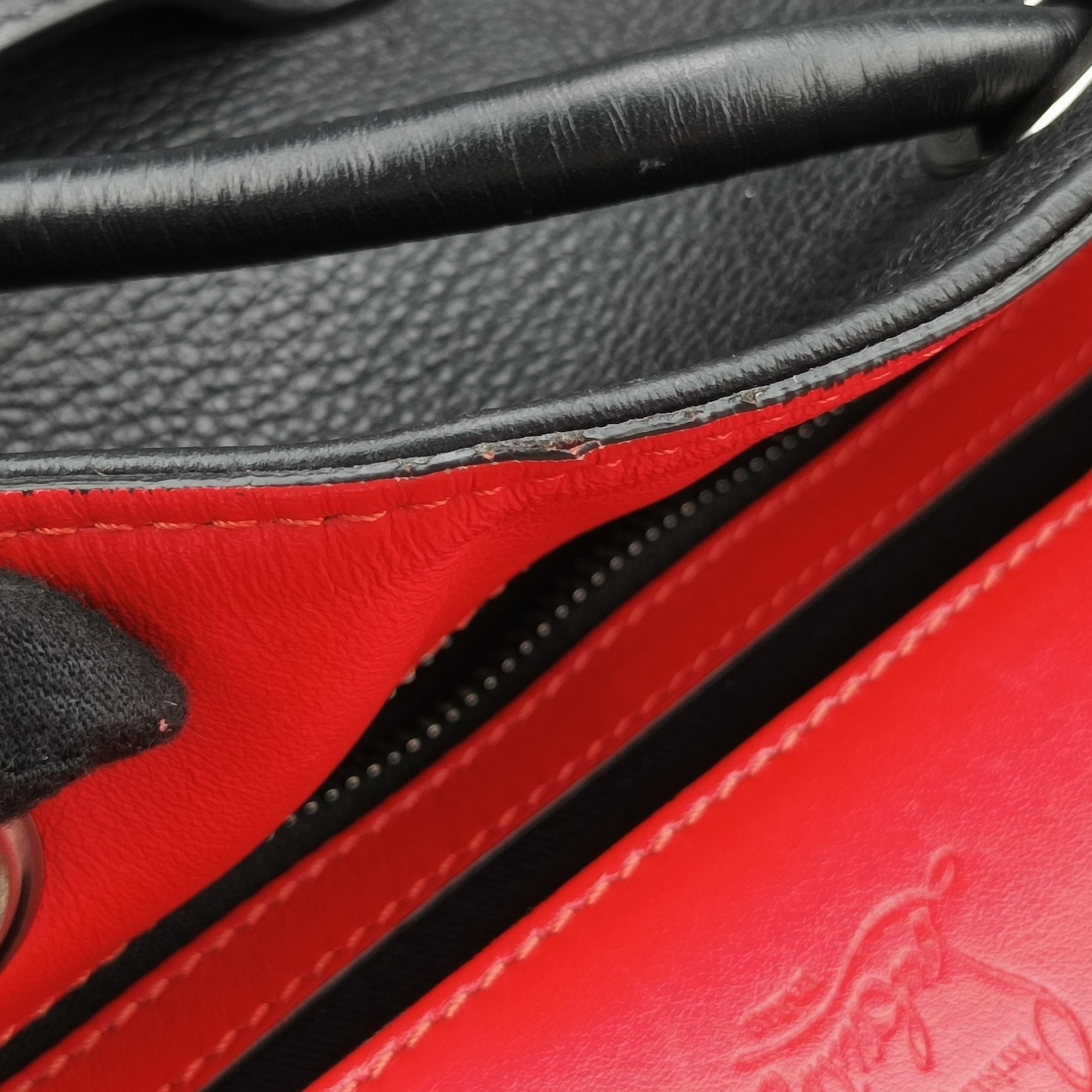 Pre-owned Christian Louboutin Spike Stud Black×Red leather  backpack/rucksack | stylenewstar