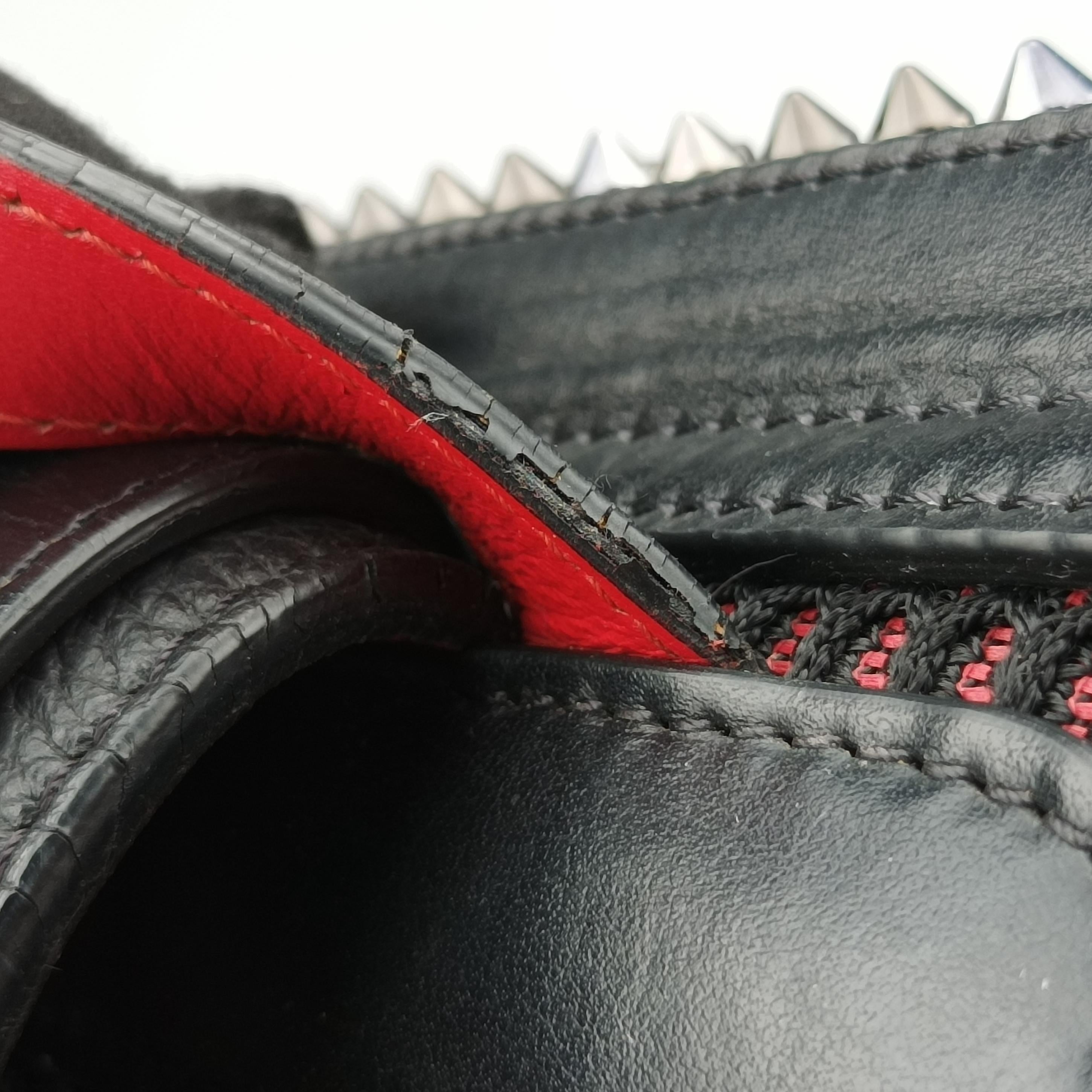 Pre-owned Christian Louboutin Spike Stud Black×Red leather  backpack/rucksack | stylenewstar