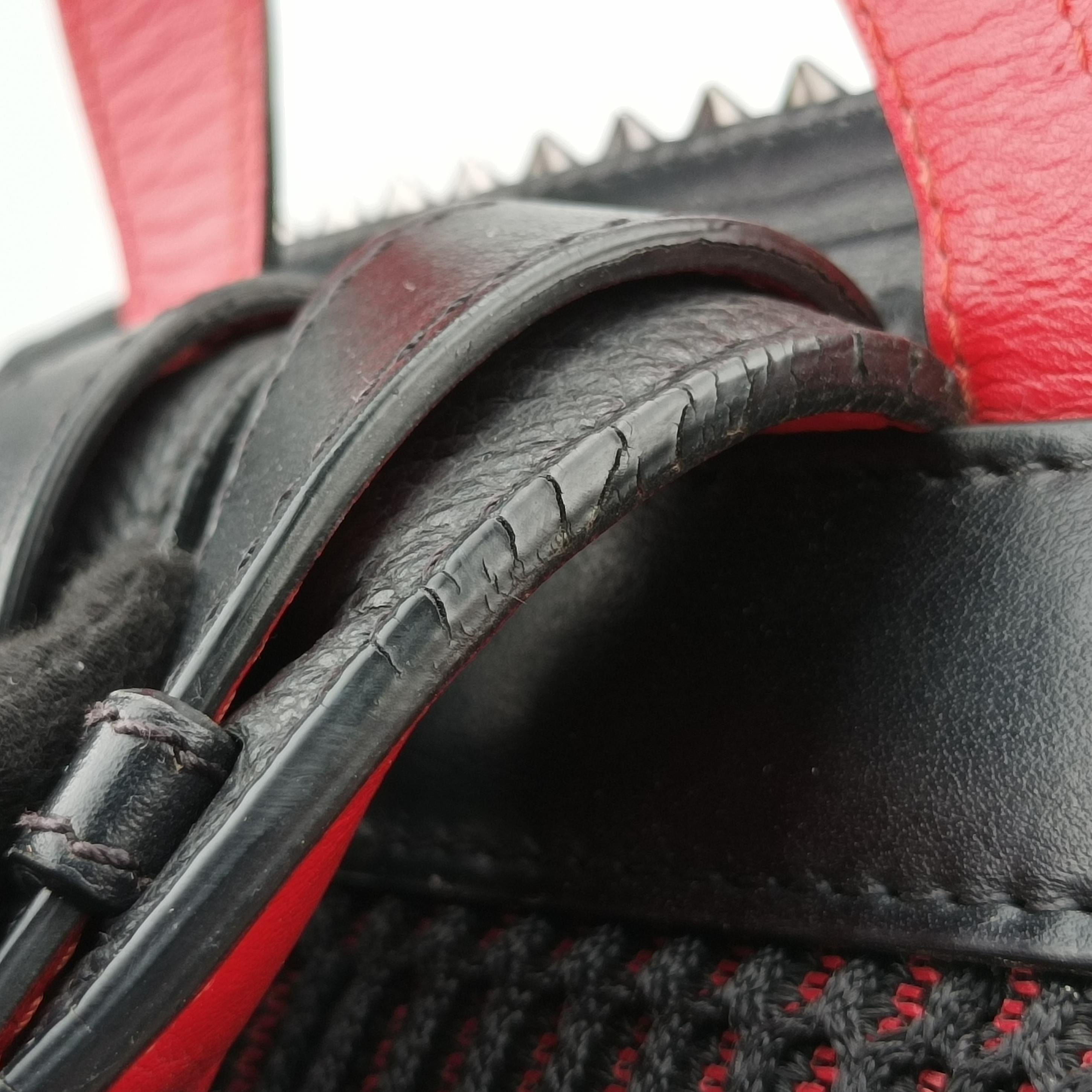 Pre-owned Christian Louboutin Spike Stud Black×Red leather  backpack/rucksack | stylenewstar