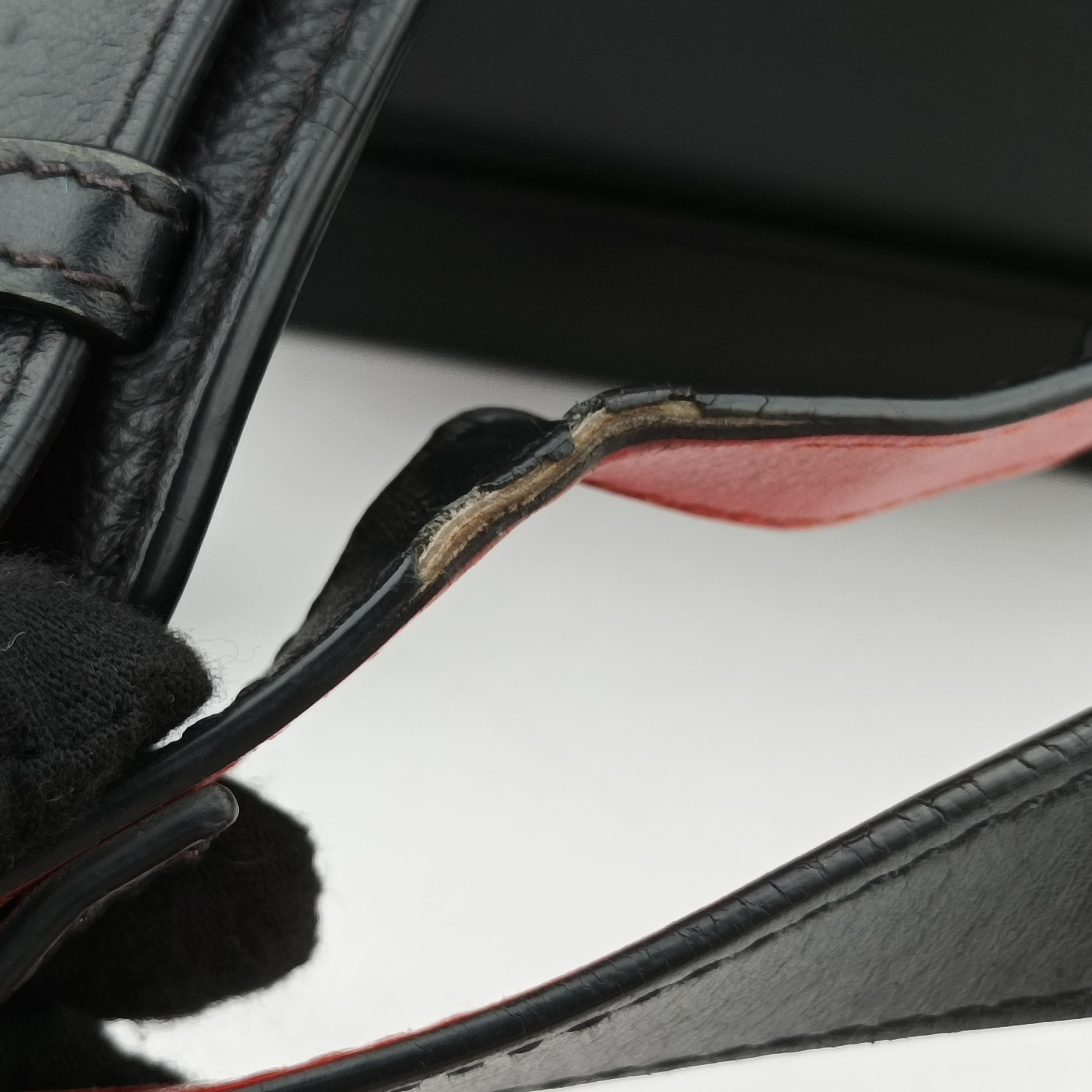 Pre-owned Christian Louboutin Spike Stud Black×Red leather  backpack/rucksack | stylenewstar