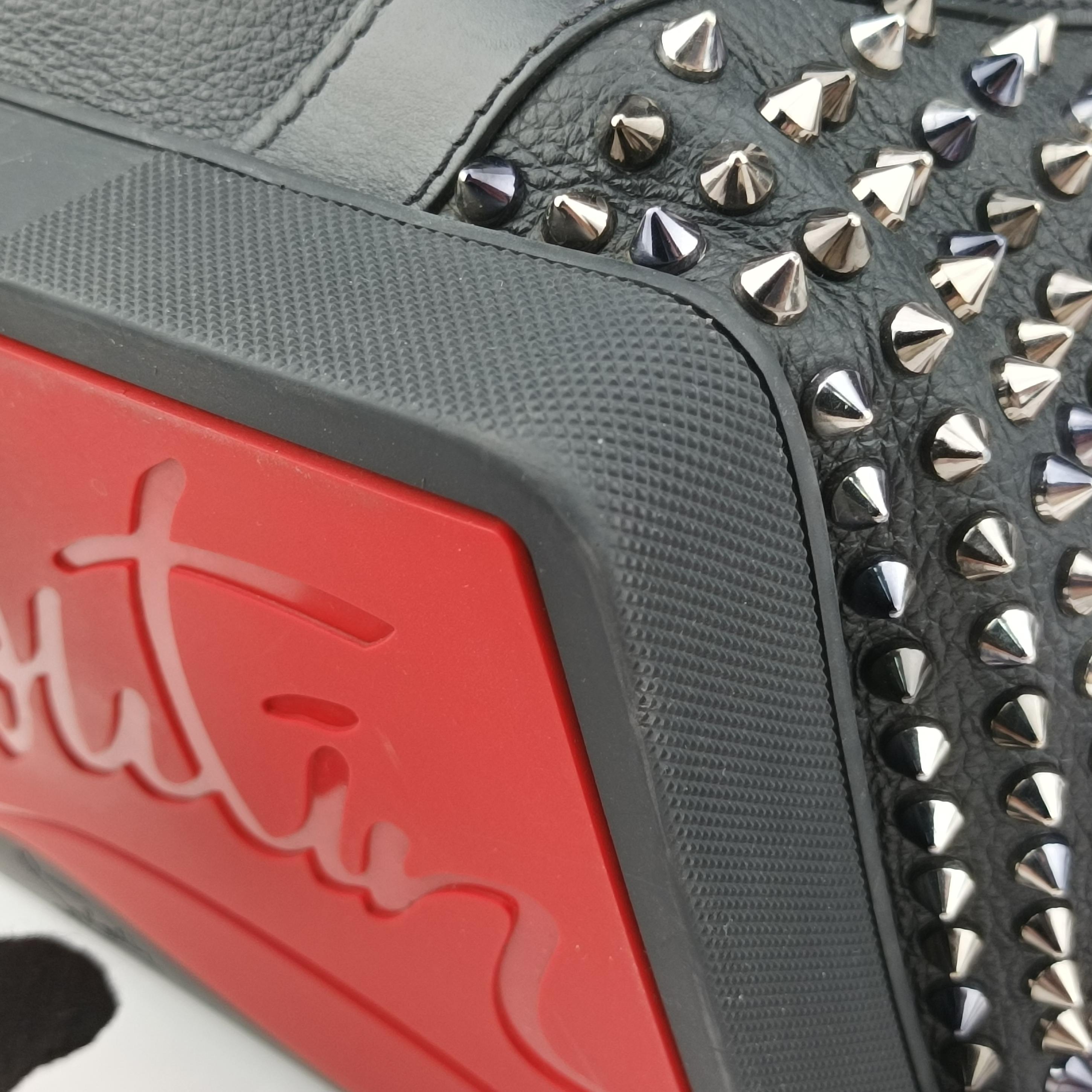 Pre-owned Christian Louboutin Spike Stud Black×Red leather  backpack/rucksack | stylenewstar