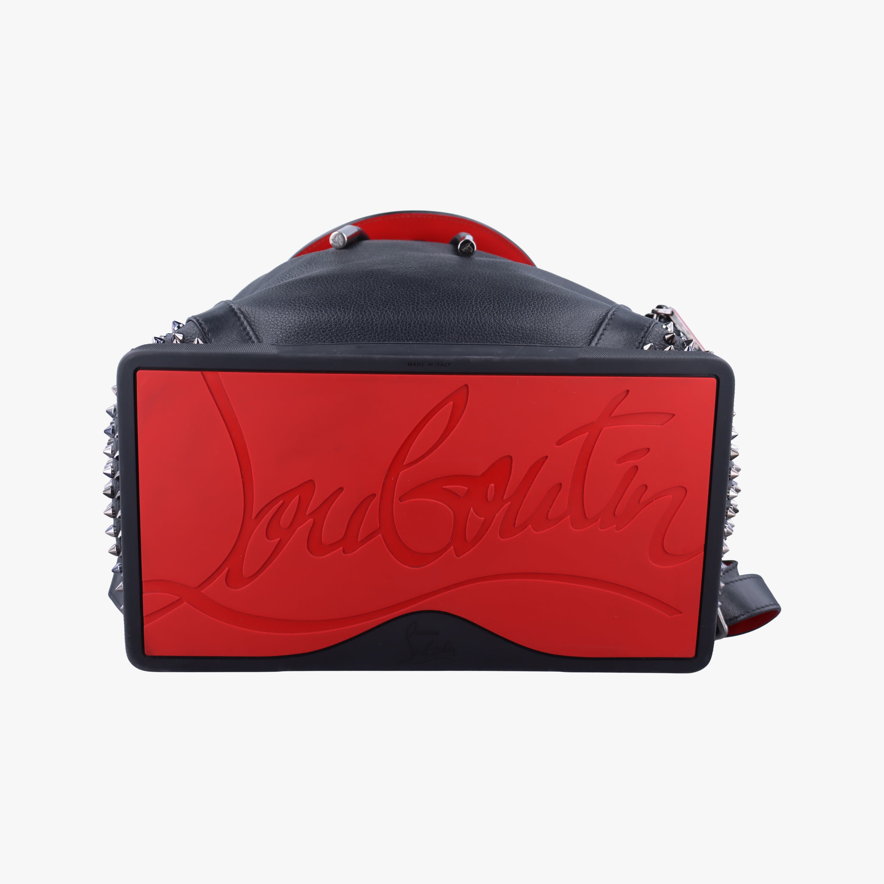 Pre-owned Christian Louboutin Spike Stud Black×Red leather  backpack/rucksack | stylenewstar