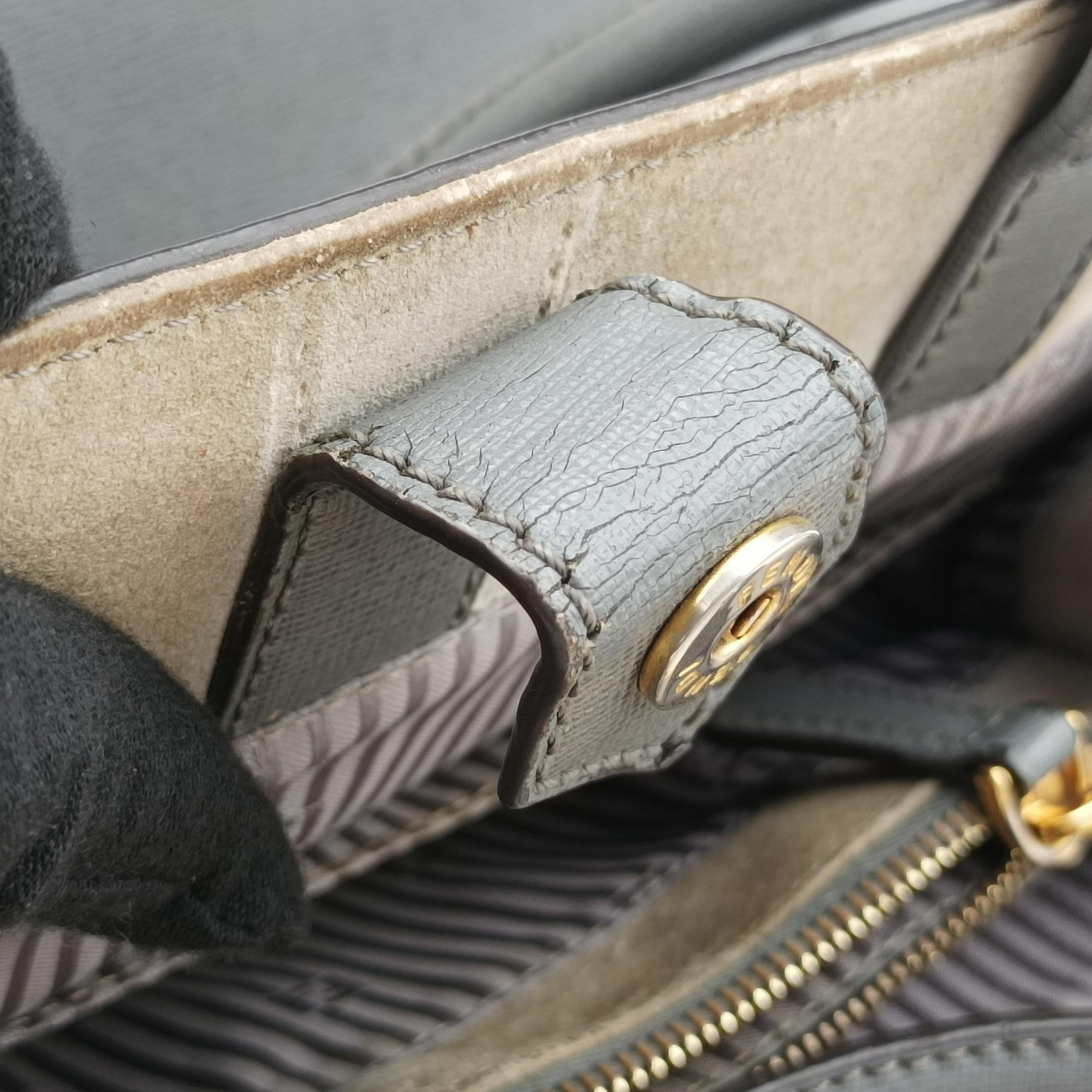 Pre-owned Fendi 2 JOURS Grey Leather 8BH250 shoulderbag | stylenewstar