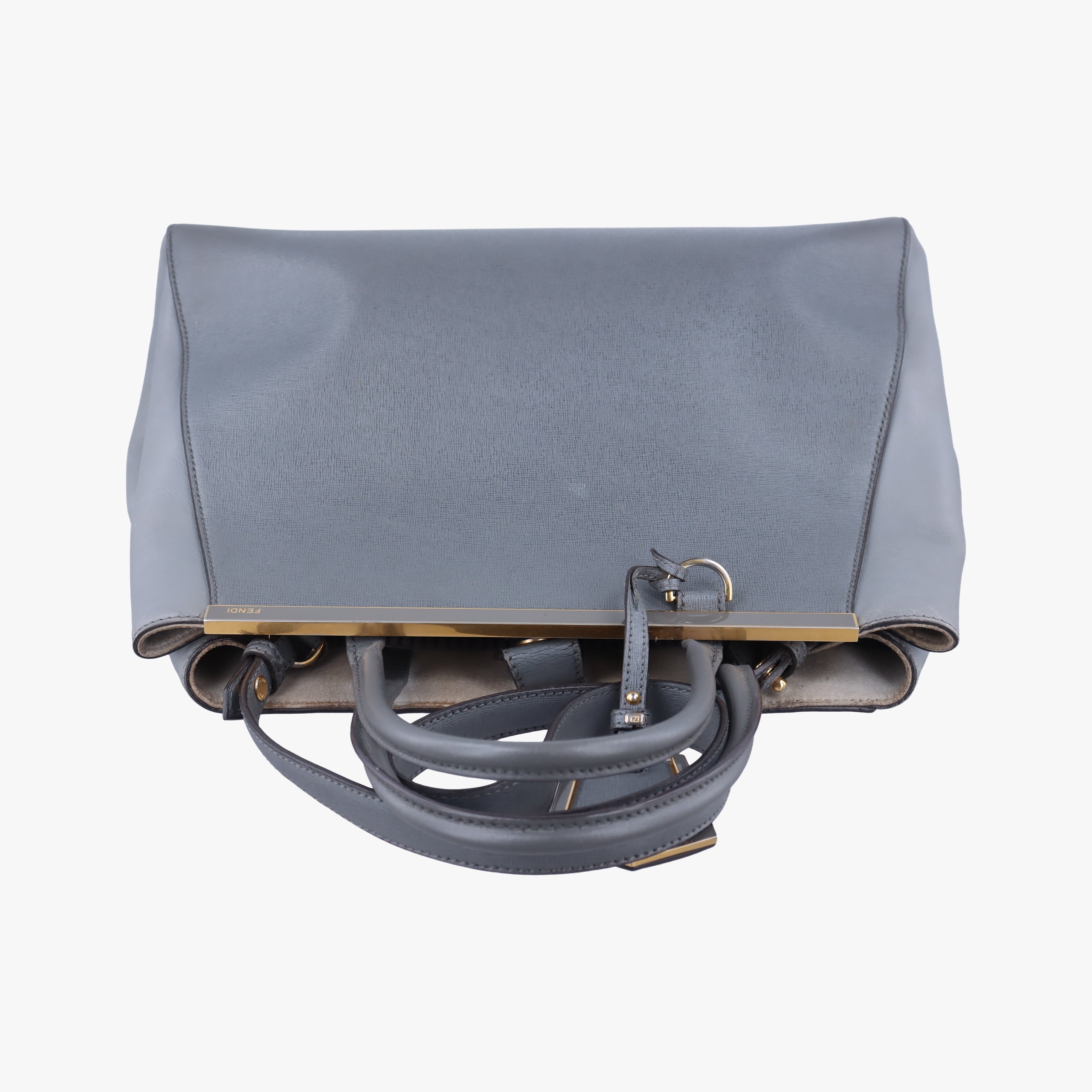 Pre-owned Fendi 2 JOURS Grey Leather 8BH250 shoulderbag | stylenewstar