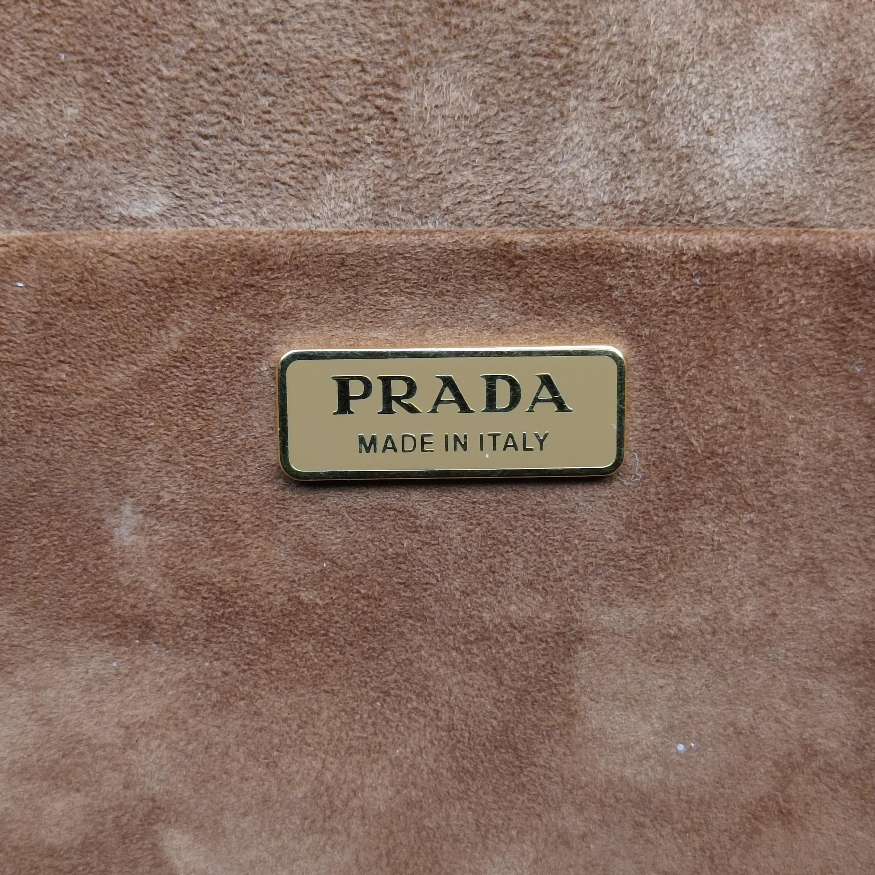 Secondhand Prada Cahier Brown×Multicolour velour 1BD075 shoulderbag | stylenewstar