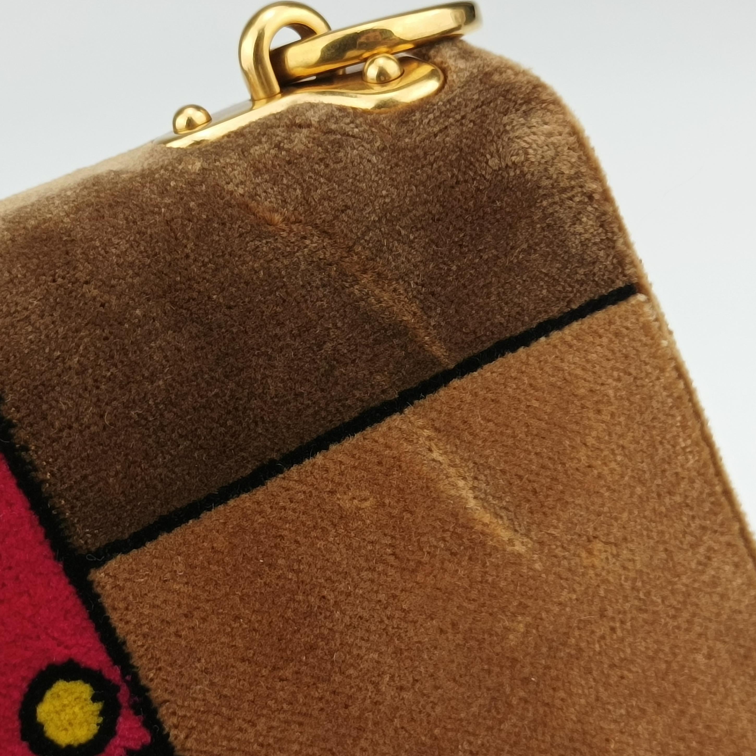 Secondhand Prada Cahier Brown×Multicolour velour 1BD075 shoulderbag | stylenewstar