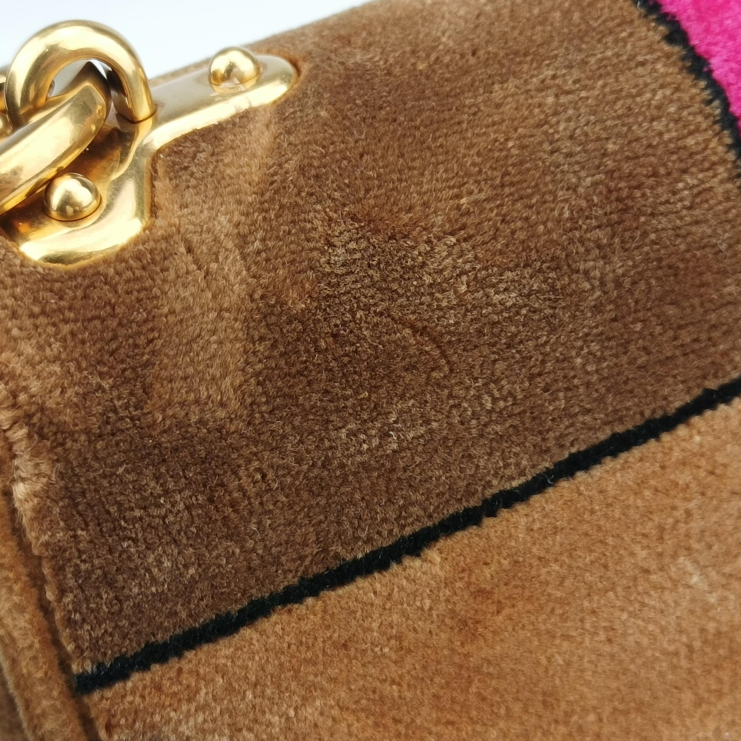 Secondhand Prada Cahier Brown×Multicolour velour 1BD075 shoulderbag | stylenewstar