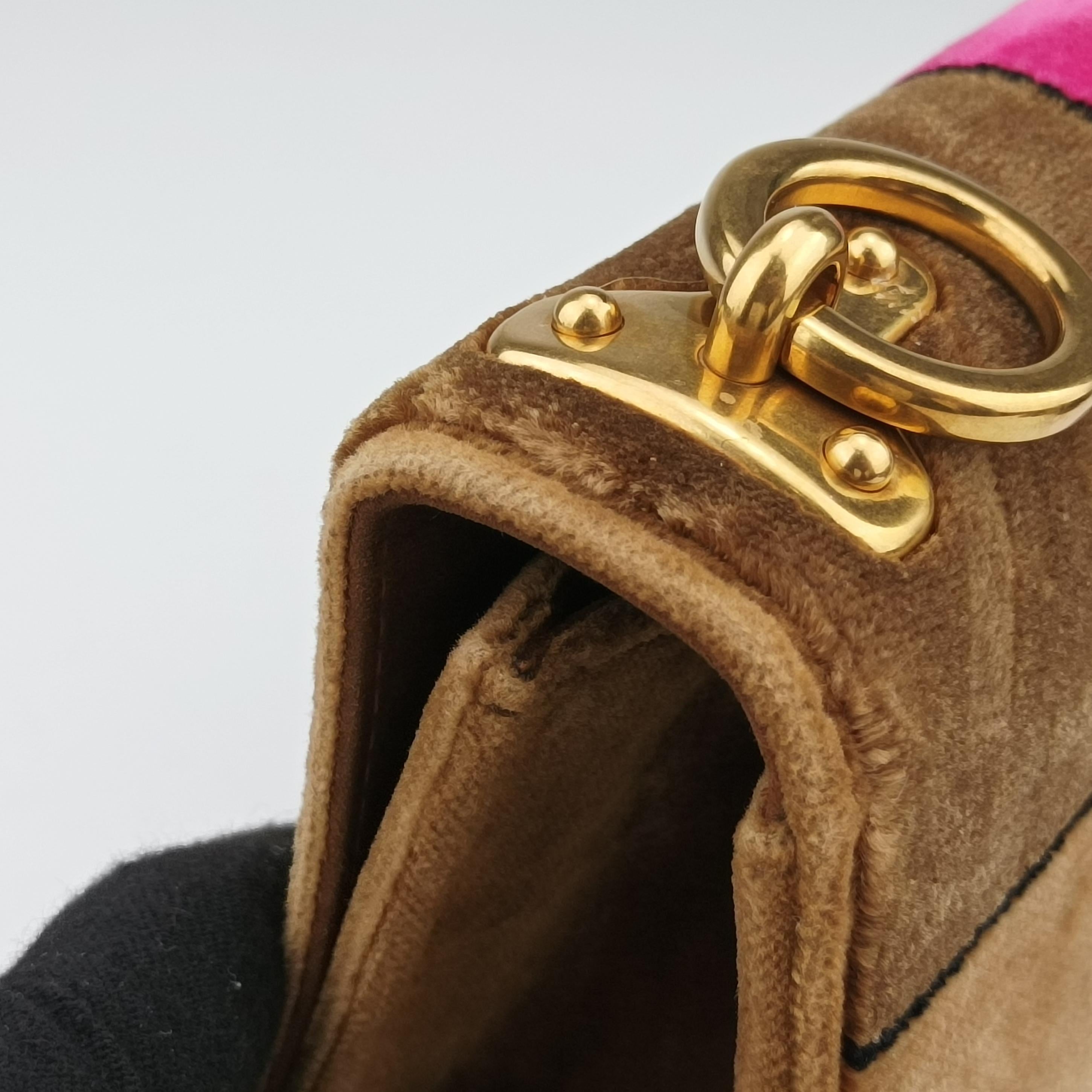 Secondhand Prada Cahier Brown×Multicolour velour 1BD075 shoulderbag | stylenewstar