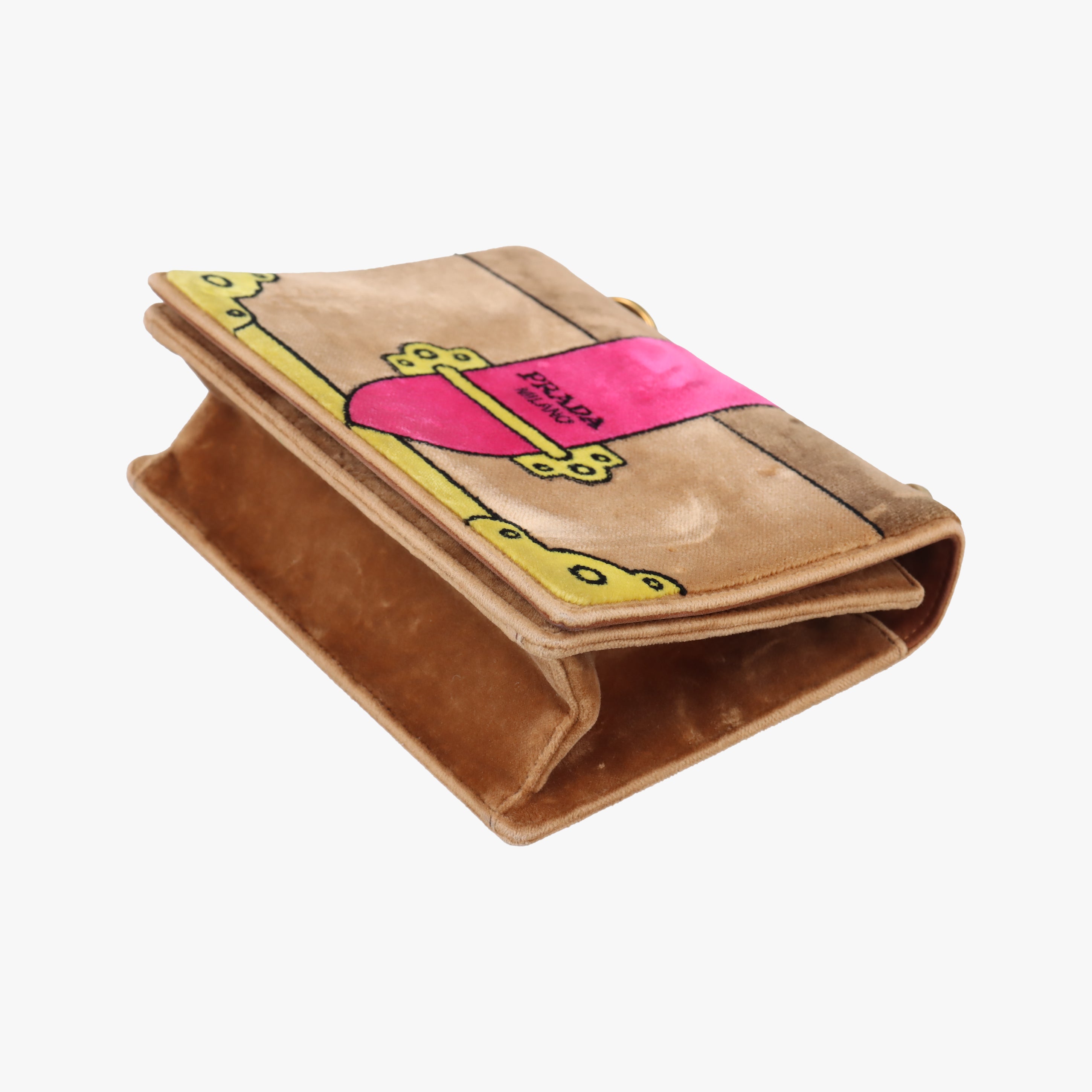 Secondhand Prada Cahier Brown×Multicolour velour 1BD075 shoulderbag | stylenewstar