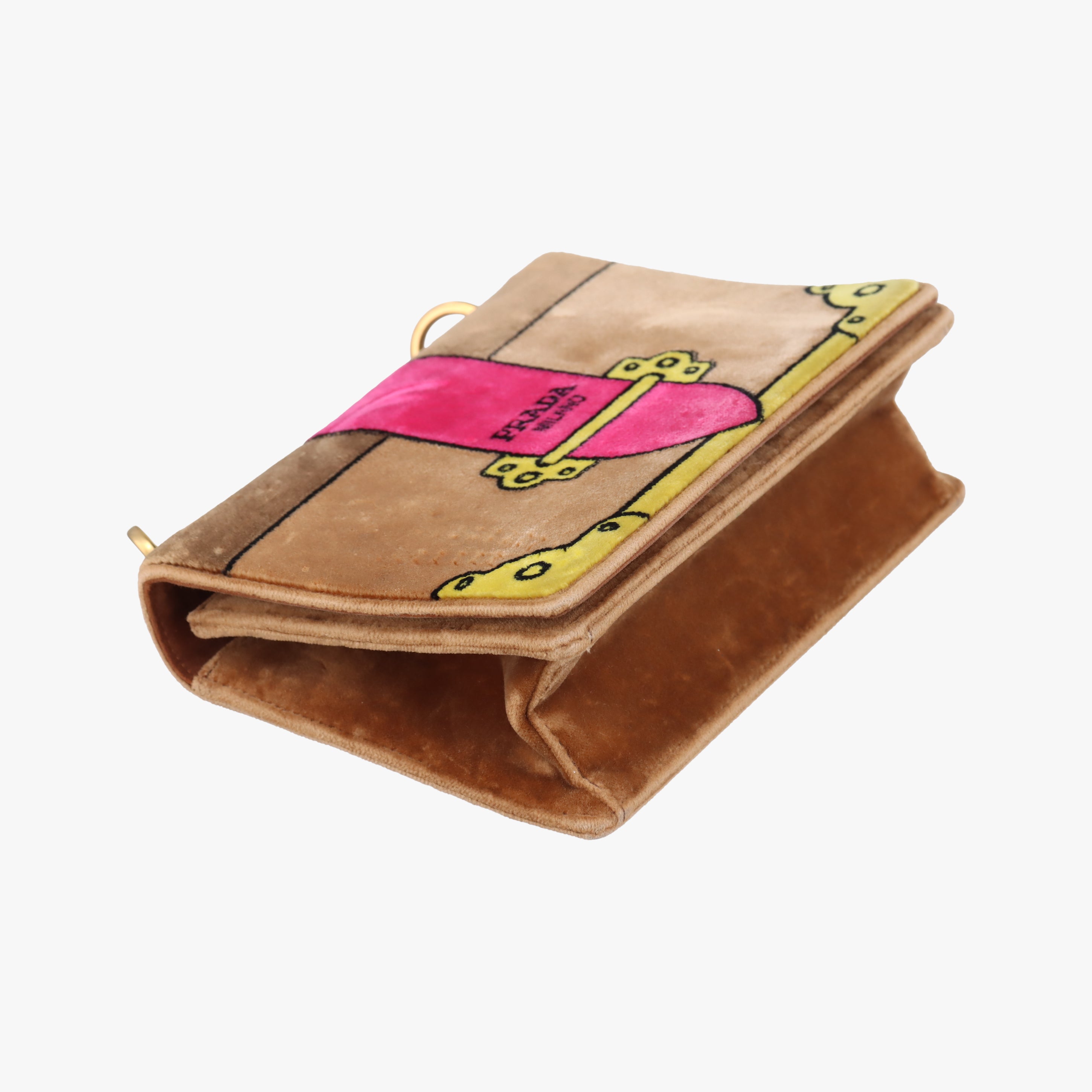 Secondhand Prada Cahier Brown×Multicolour velour 1BD075 shoulderbag | stylenewstar