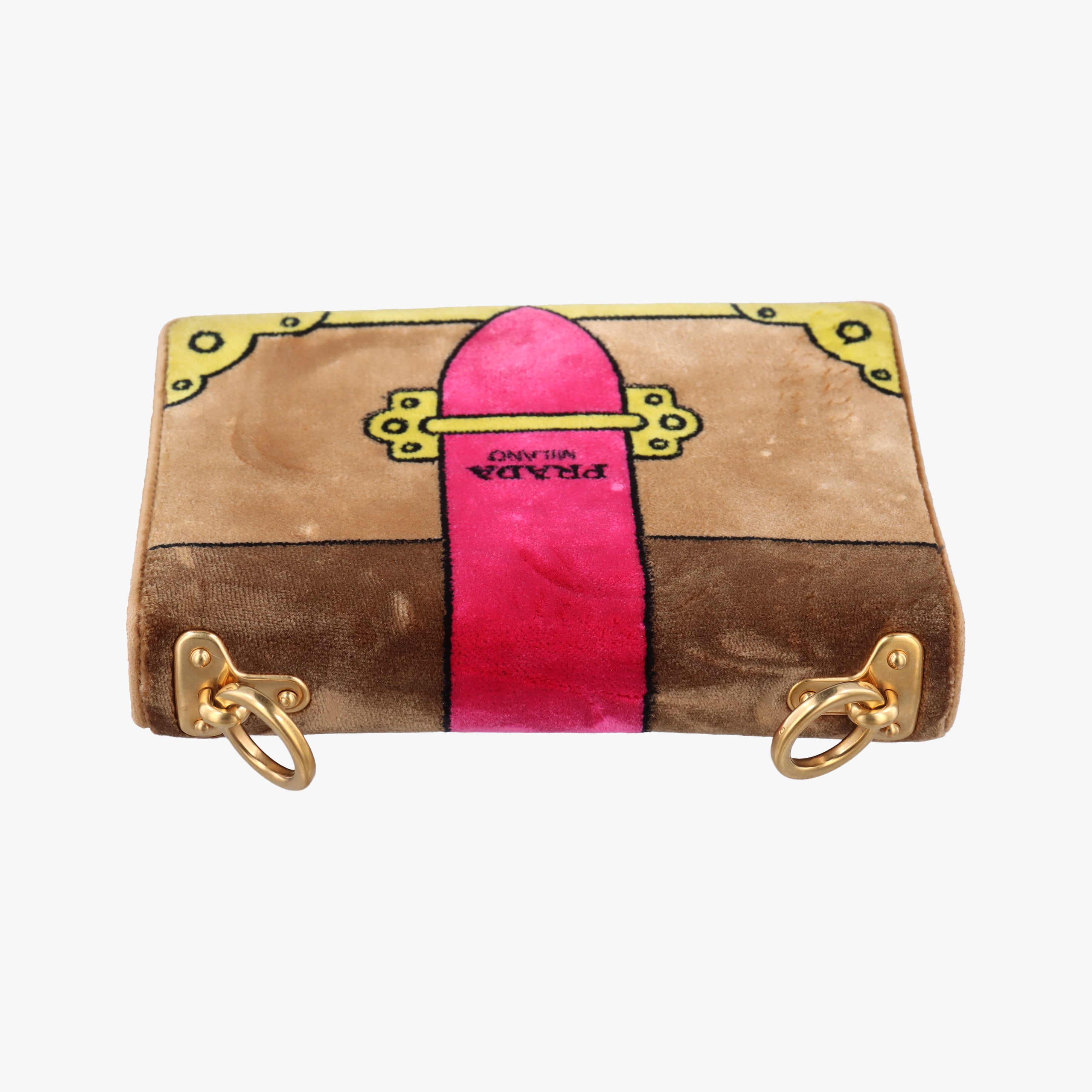 Secondhand Prada Cahier Brown×Multicolour velour 1BD075 shoulderbag | stylenewstar