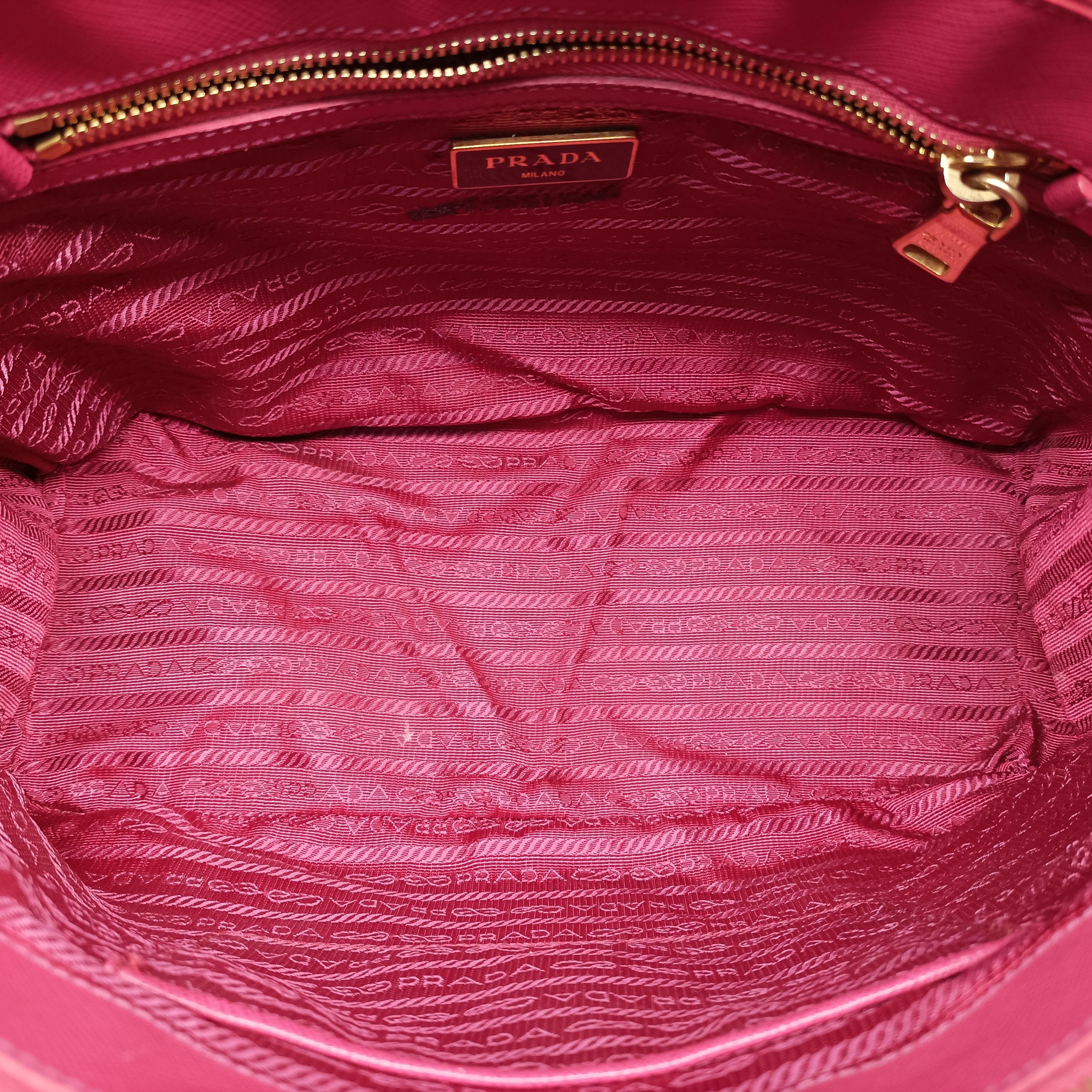 Pre-owned Prada Galleria Pink SAFFIANO Leather BN1874 shoulderbag | stylenewstar