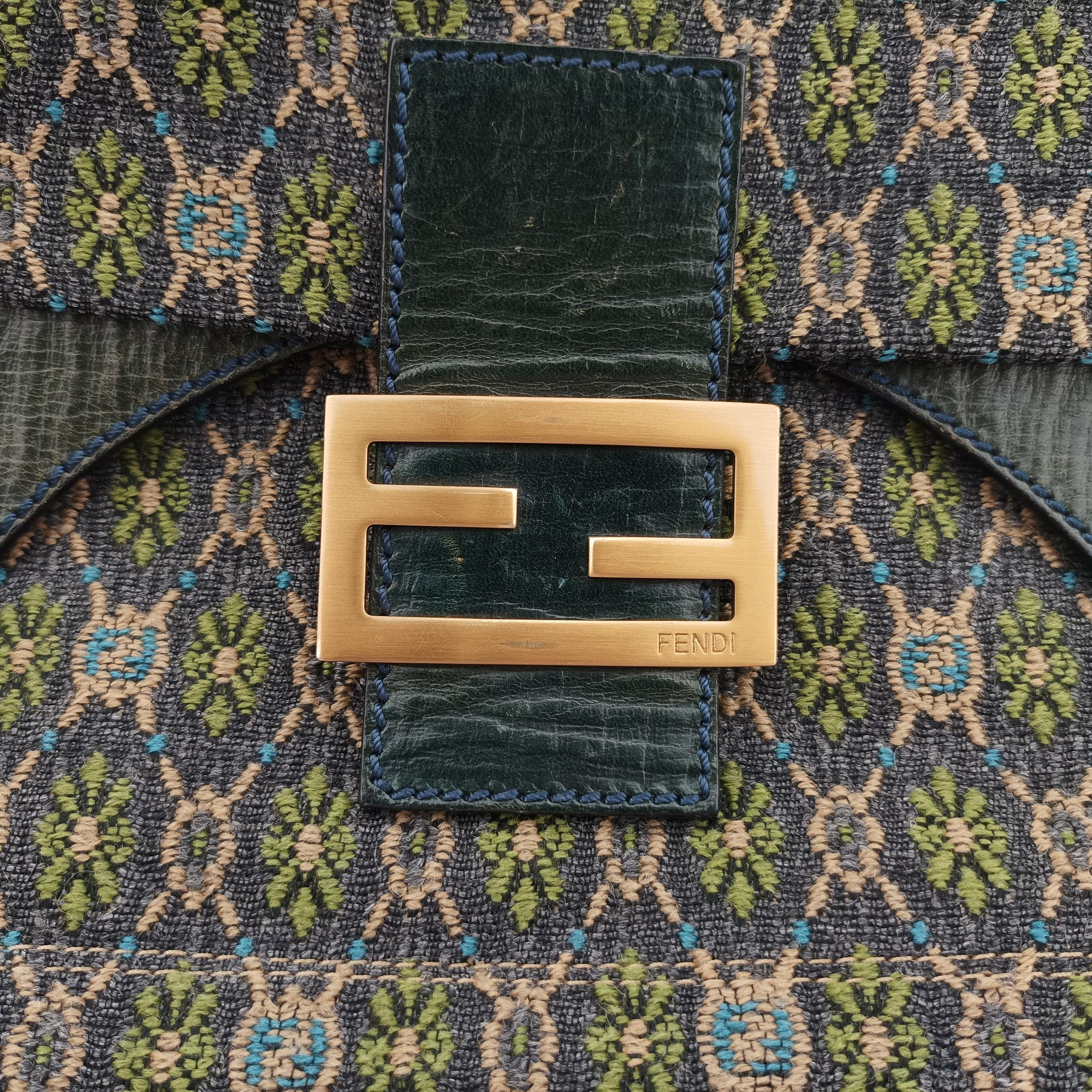 Pre-owned Fendi Baguette Black×Multicolour Jacquard 8BT096 shoulderbag | stylenewstar