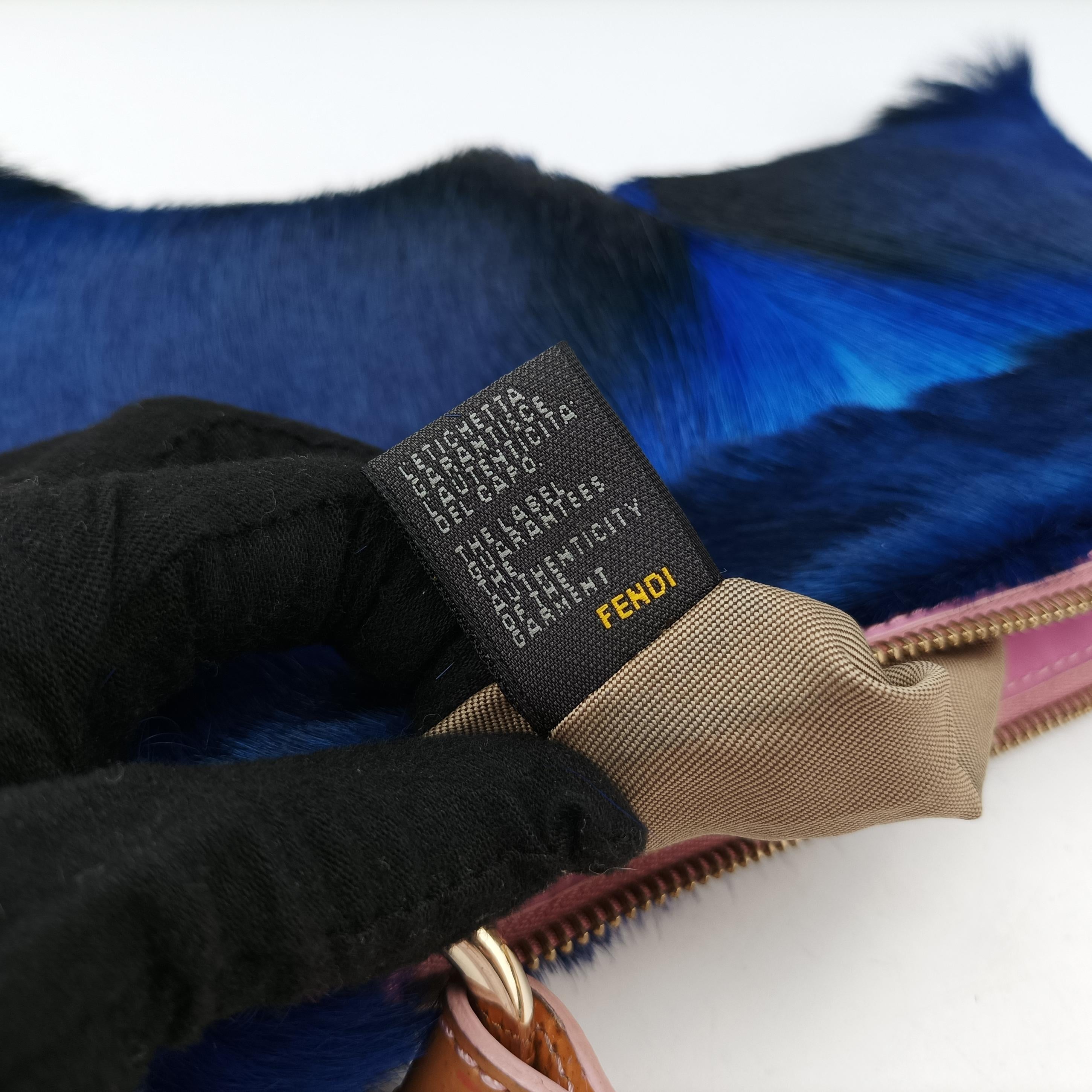 Pre-owned Fendi Springbok Bag Cape Town Blue ponyhair 8BR408 shoulderbag | stylenewstar