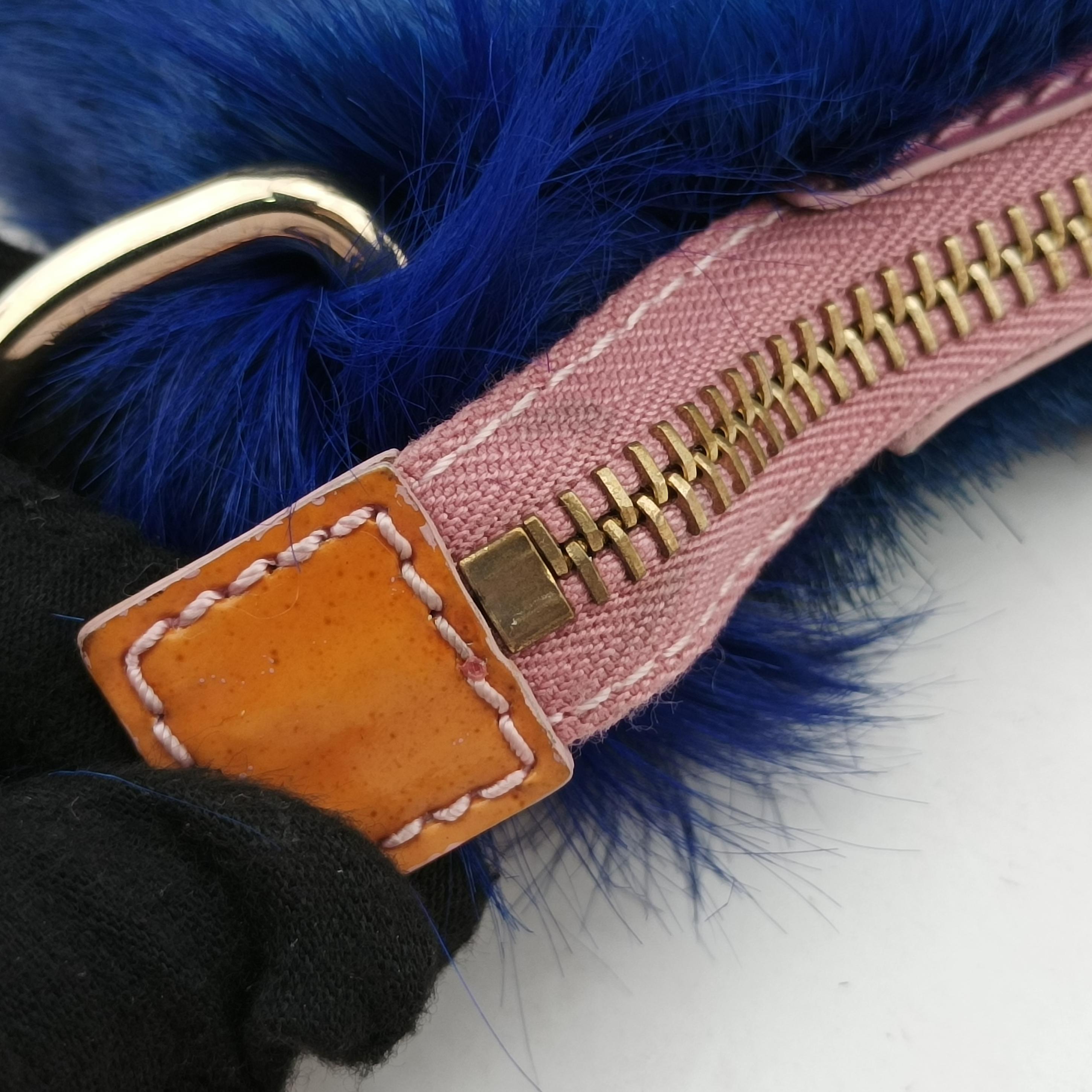 Pre-owned Fendi Springbok Bag Cape Town Blue ponyhair 8BR408 shoulderbag | stylenewstar