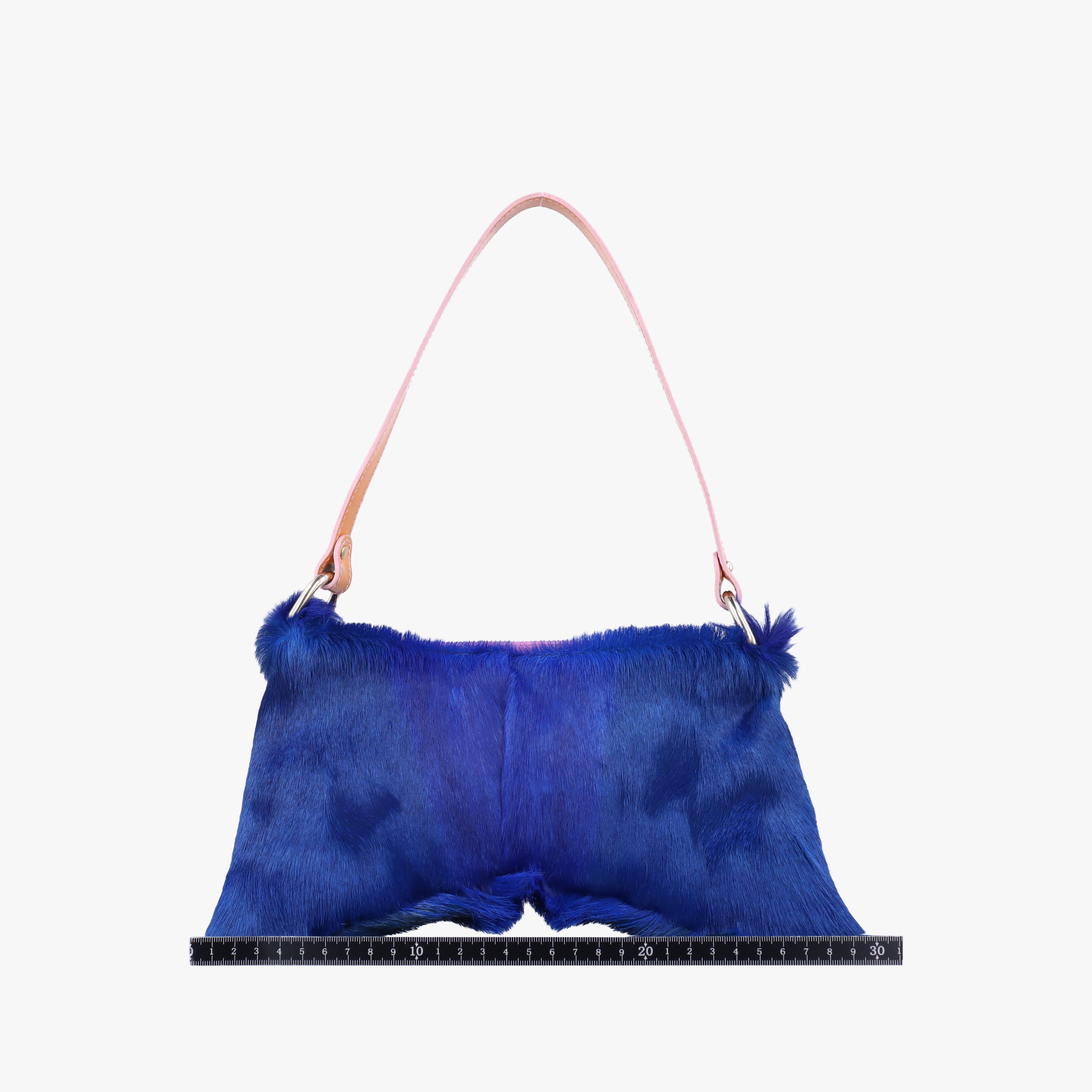 Pre-owned Fendi Springbok Bag Cape Town Blue ponyhair 8BR408 shoulderbag | stylenewstar