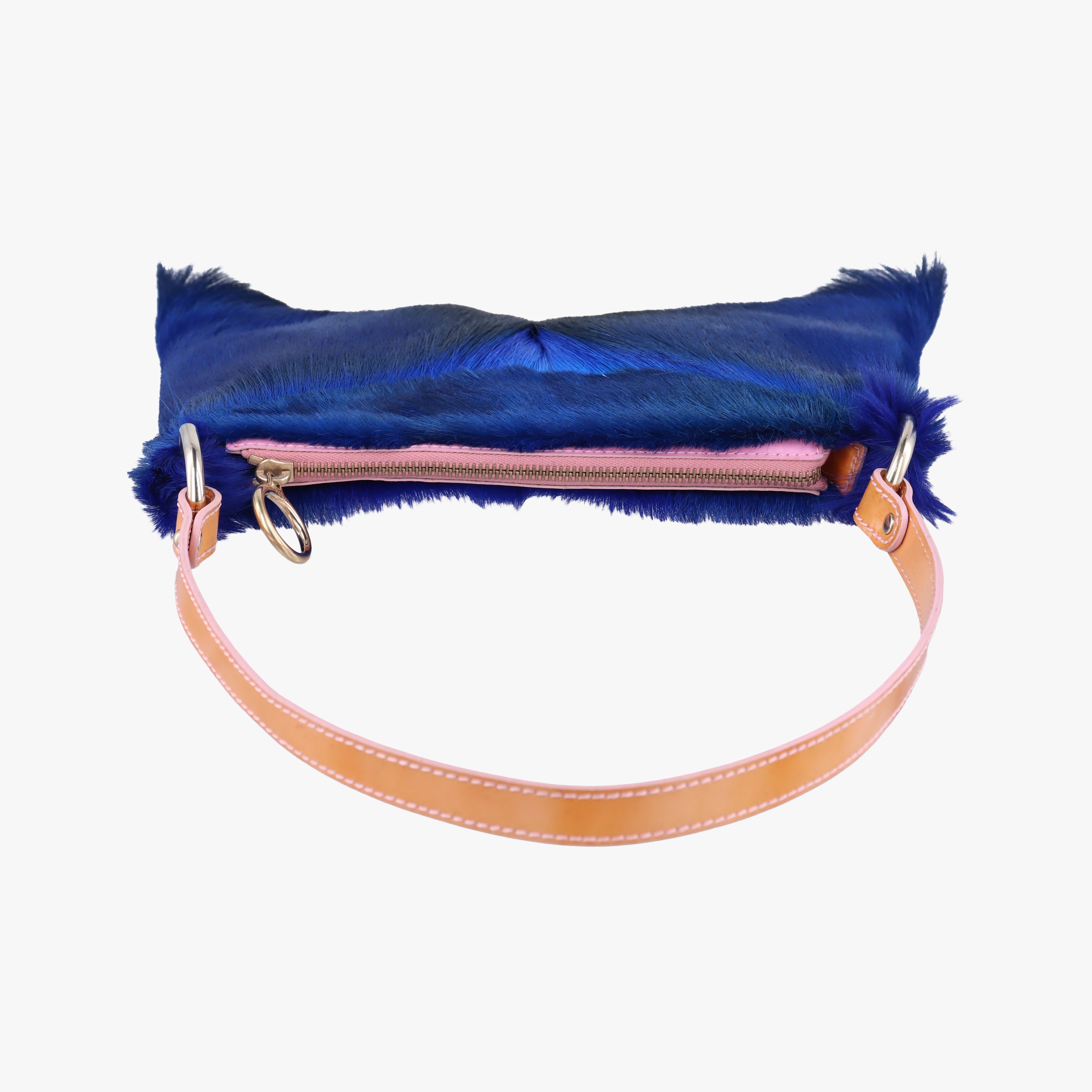 Pre-owned Fendi Springbok Bag Cape Town Blue ponyhair 8BR408 shoulderbag | stylenewstar
