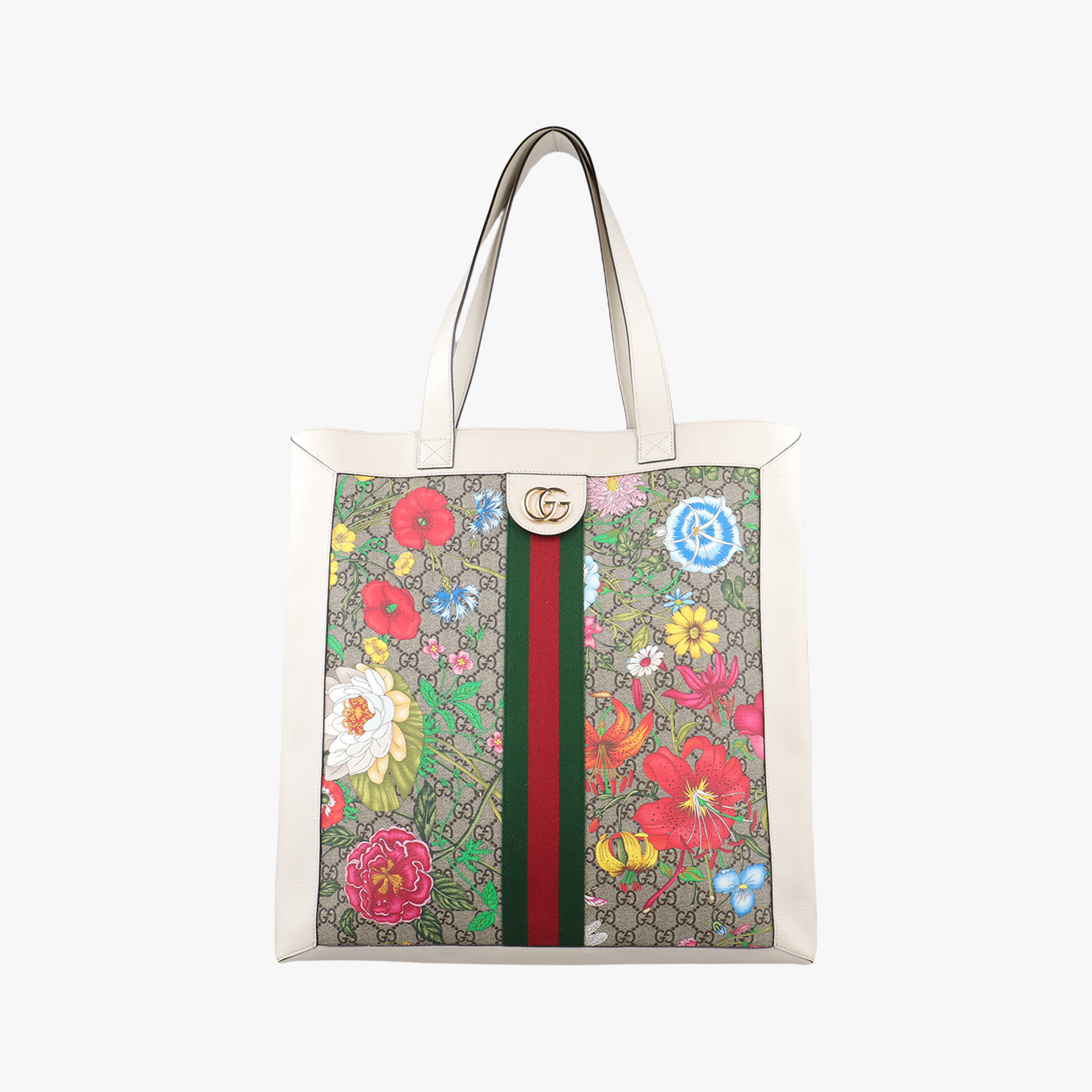 Pre-owned Gucci Ophidia flora Beige×Multicolour PVC coated canvas 519335 handbag | stylenewstar