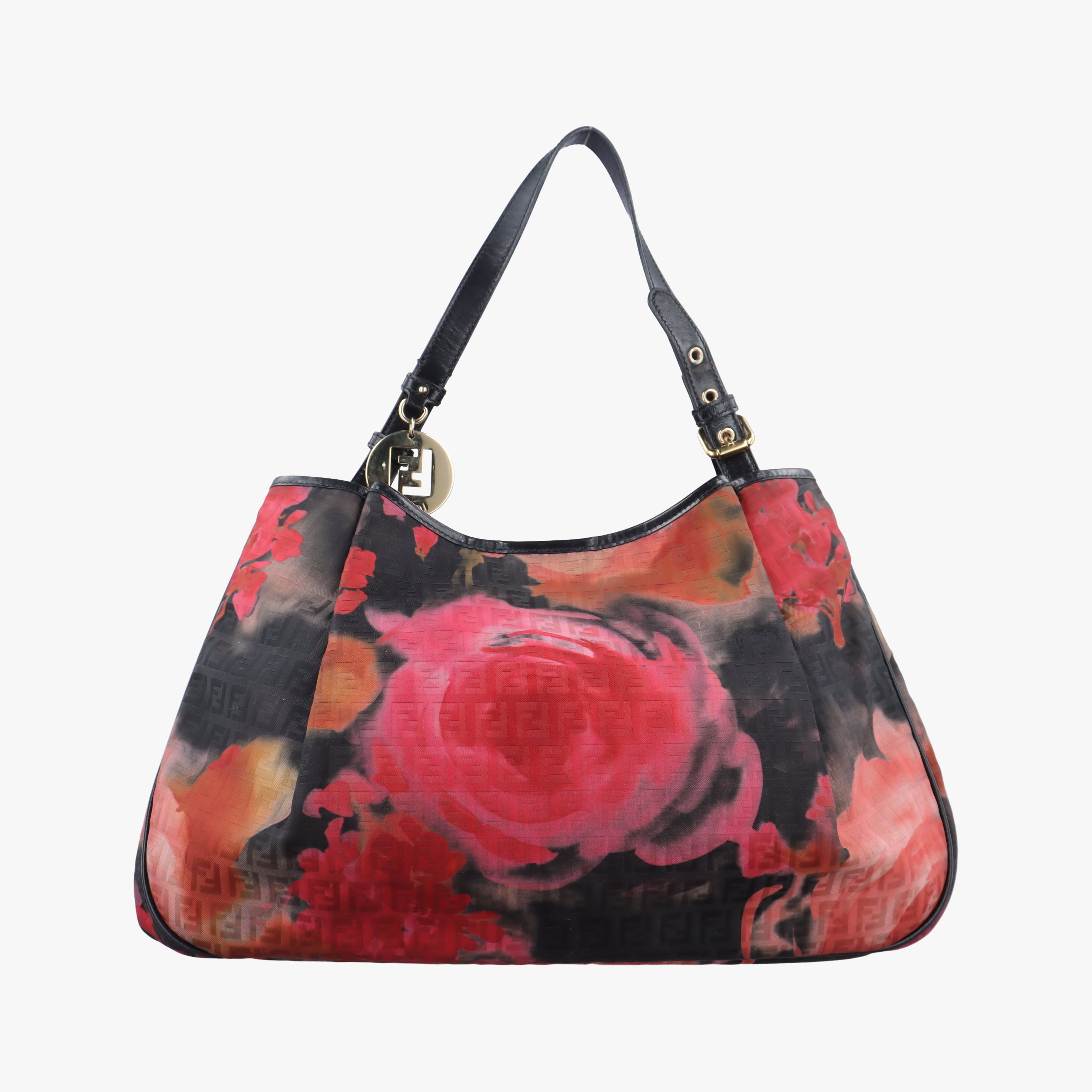 Vintage Fendi Pumpkin Rose Black×Multicolour Jacquard 8BH220 handbag | stylenewstar
