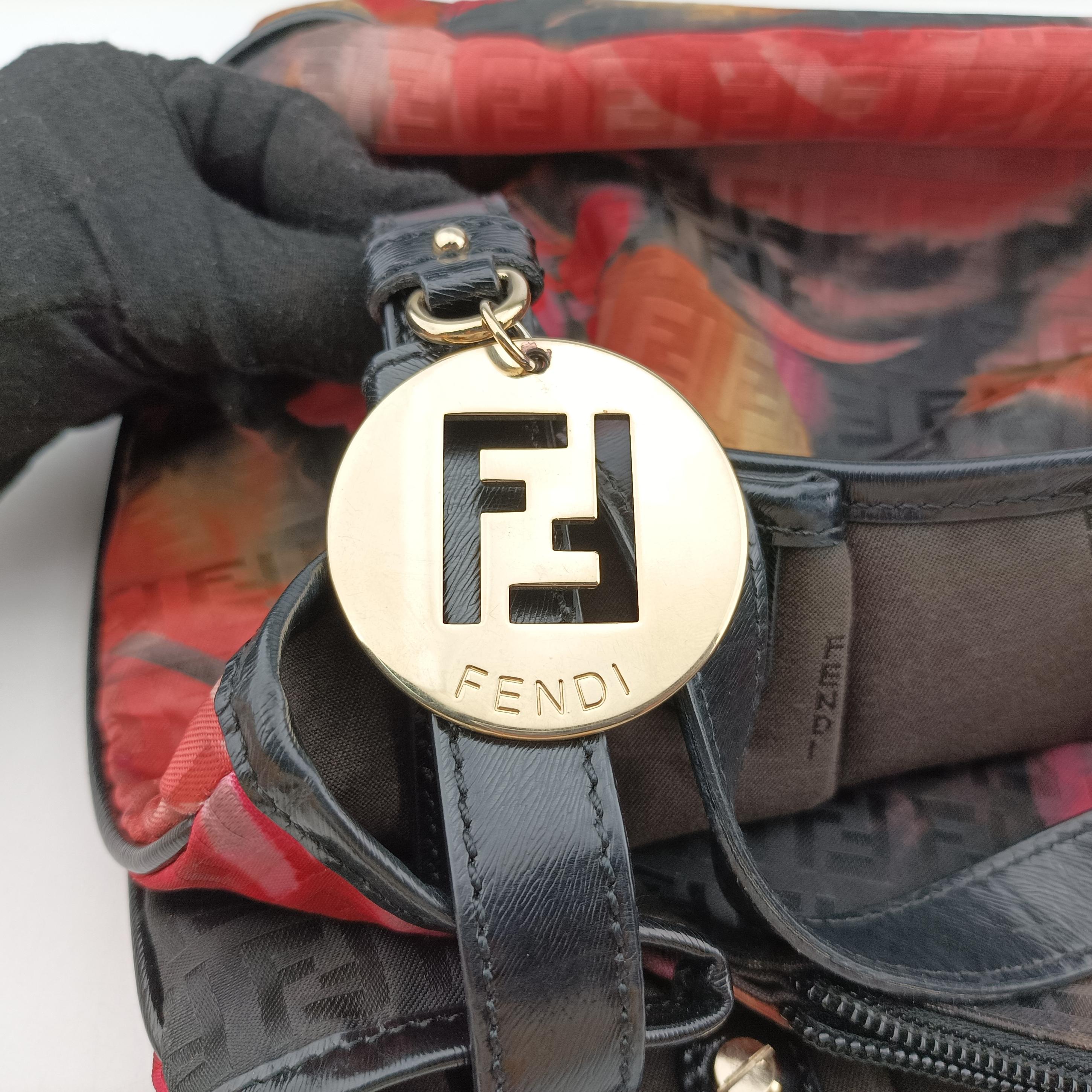 Vintage Fendi Pumpkin Rose Black×Multicolour Jacquard 8BH220 handbag | stylenewstar