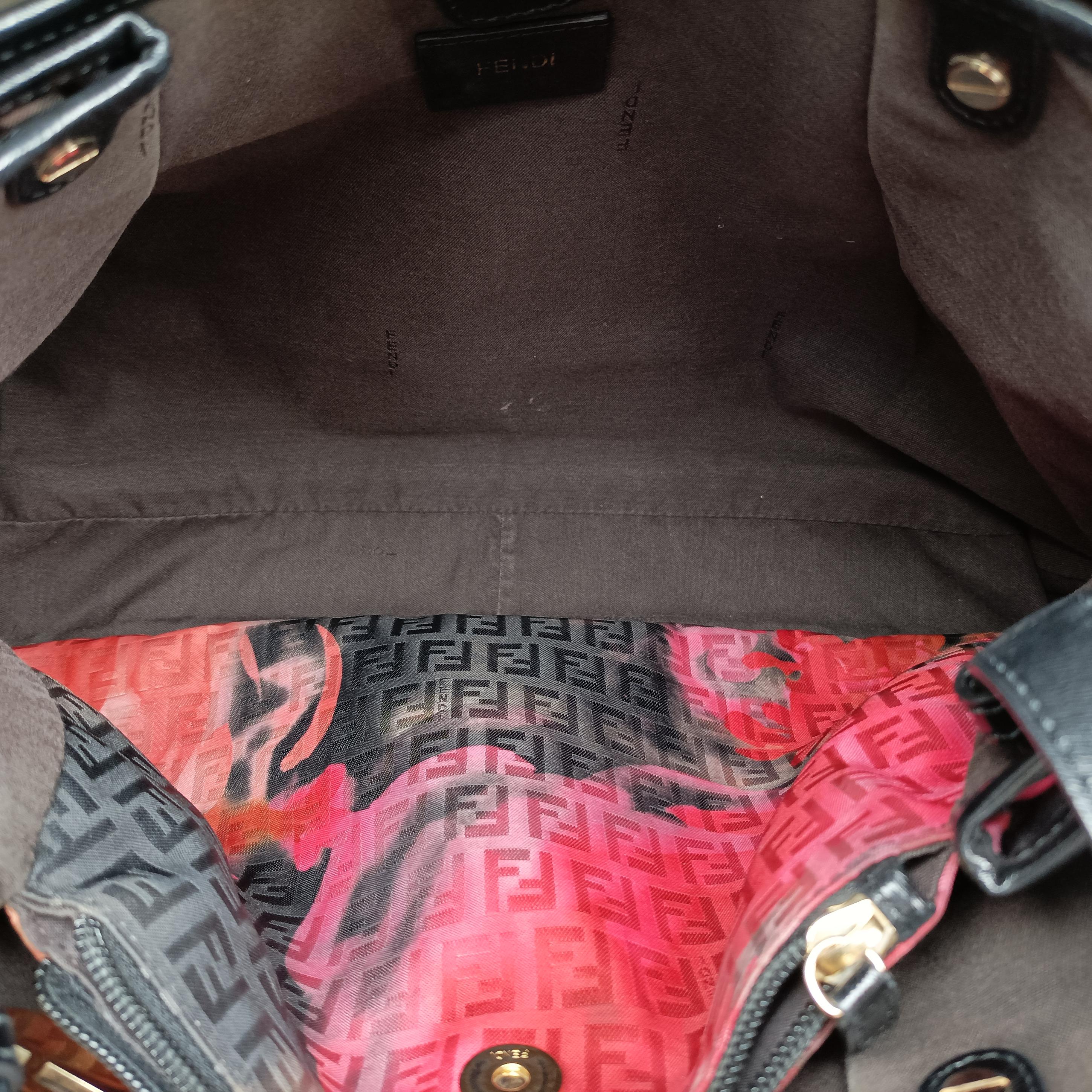 Vintage Fendi Pumpkin Rose Black×Multicolour Jacquard 8BH220 handbag | stylenewstar