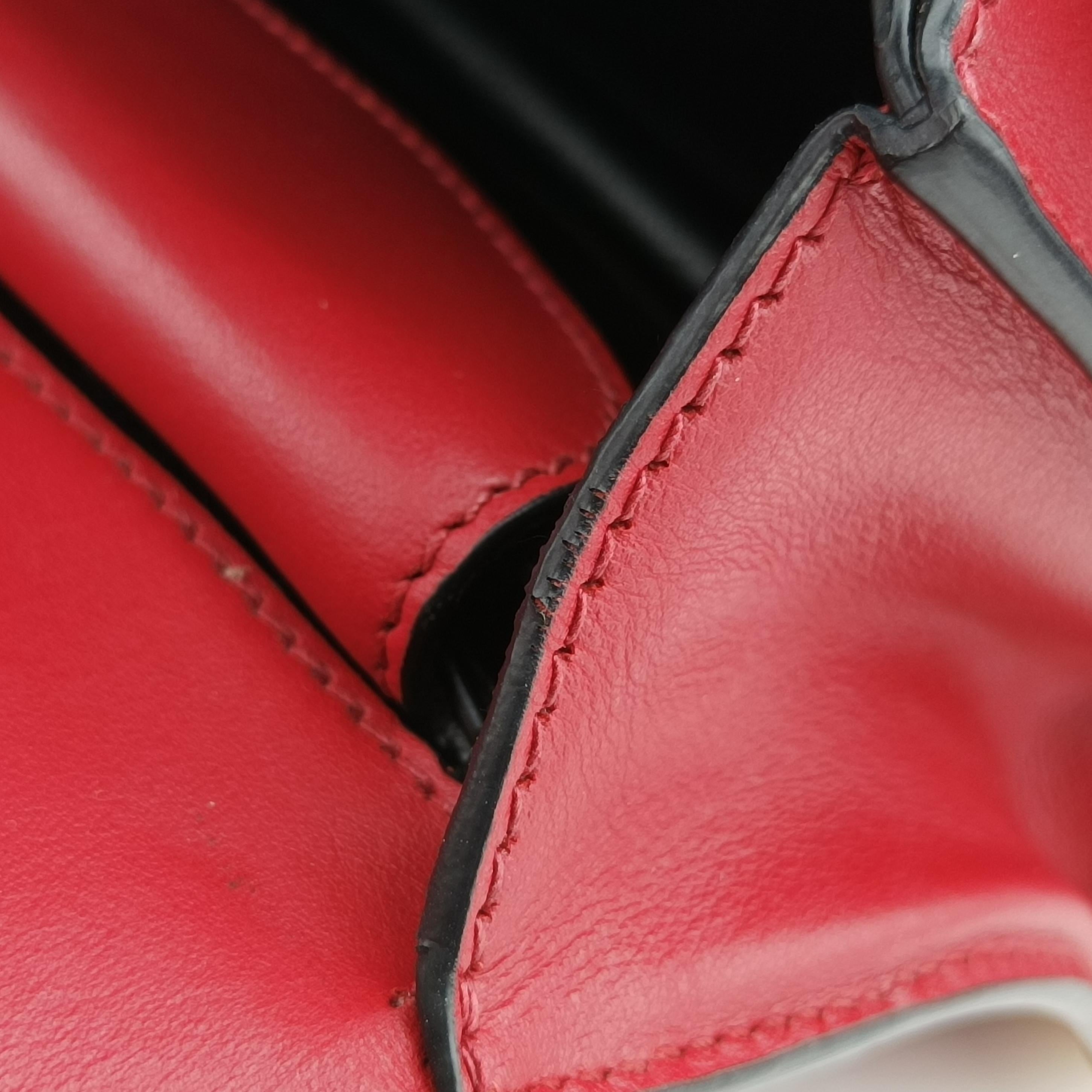Pre-owned Prada Cahier Red×Black Leather 1BD045 shoulderbag | stylenewstar