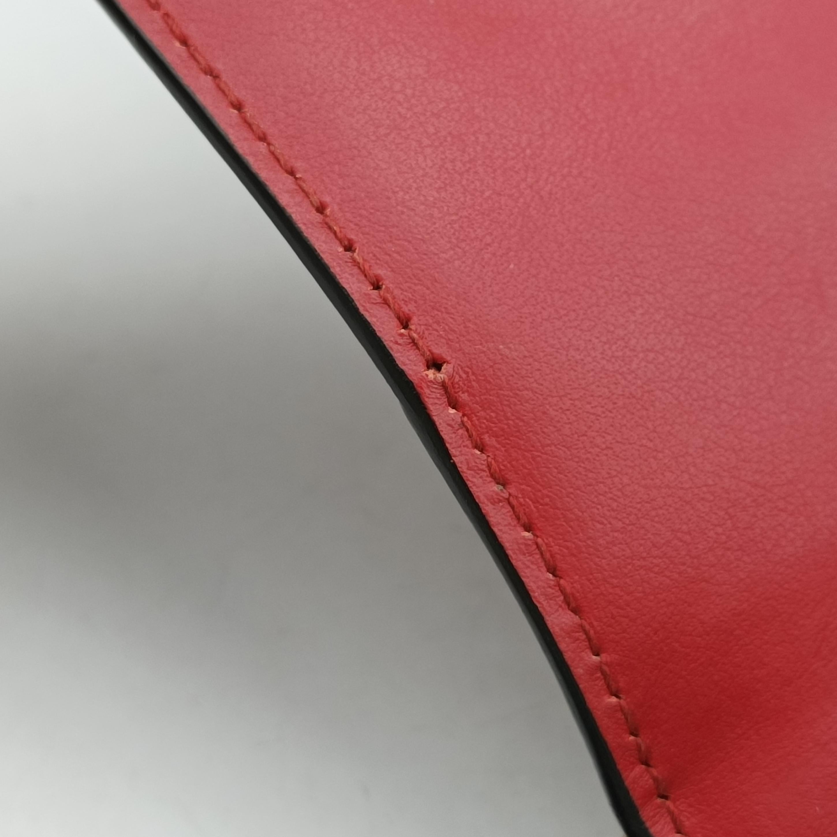Pre-owned Prada Cahier Red×Black Leather 1BD045 shoulderbag | stylenewstar
