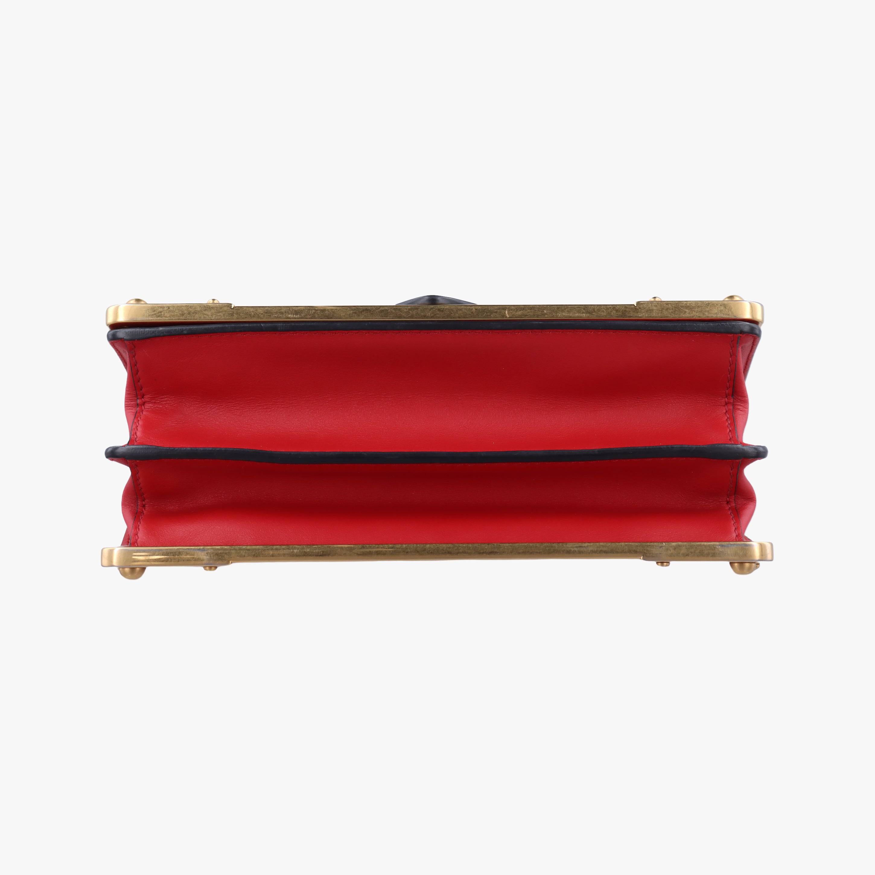 Pre-owned Prada Cahier Red×Black Leather 1BD045 shoulderbag | stylenewstar